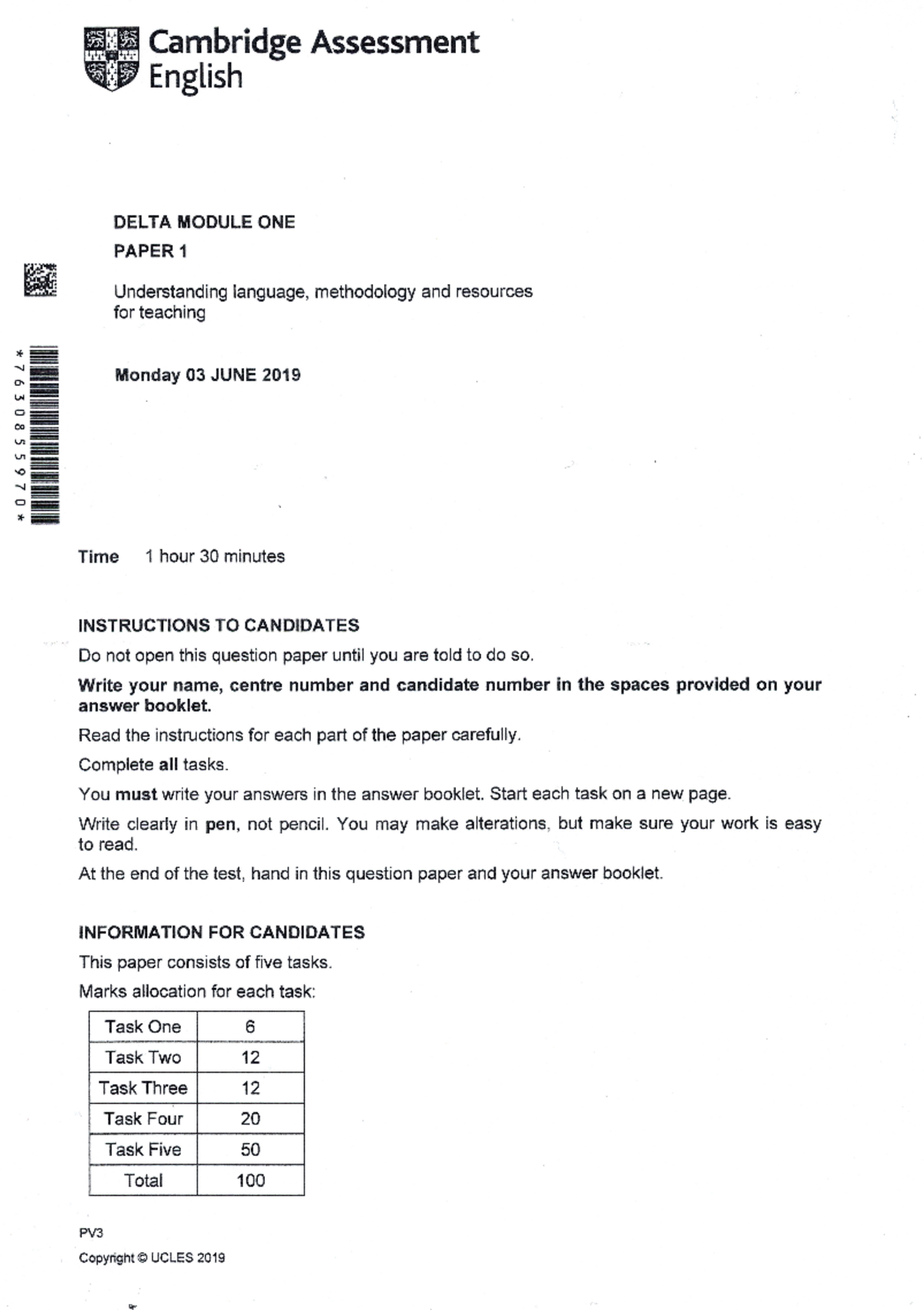 June 2019 DELTA MODULE ONE PAPER 1 Exam Questions and Tasks - Studocu