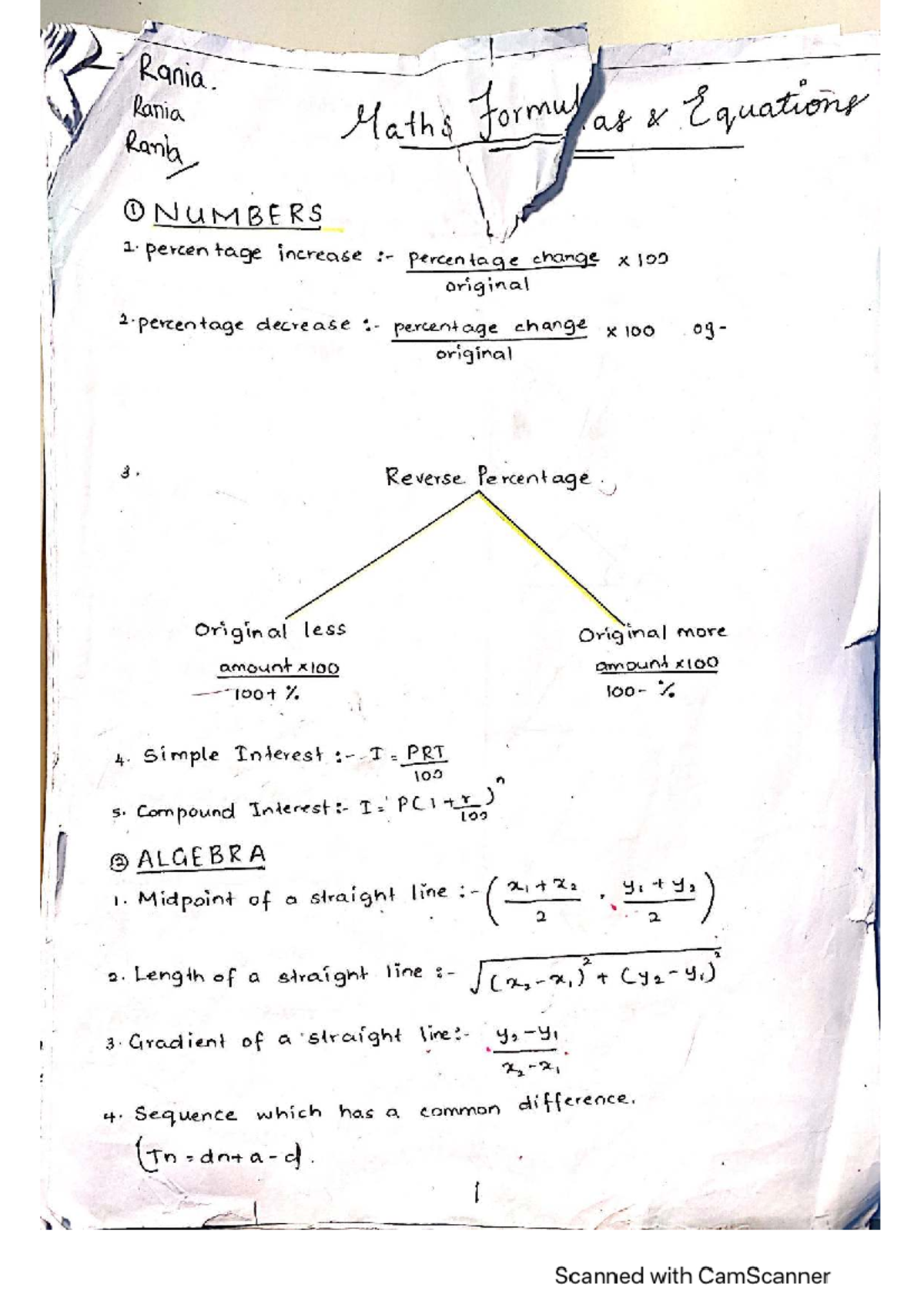 PRT 100 Algebra: Key Concepts and Formulas for Exams - Studocu