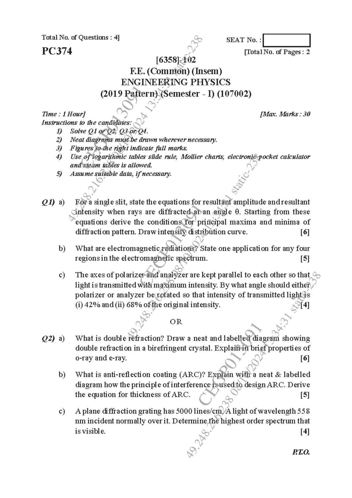 PC374 Engineering Physics In-Semester Exam Notes (2019 Pattern) - Studocu