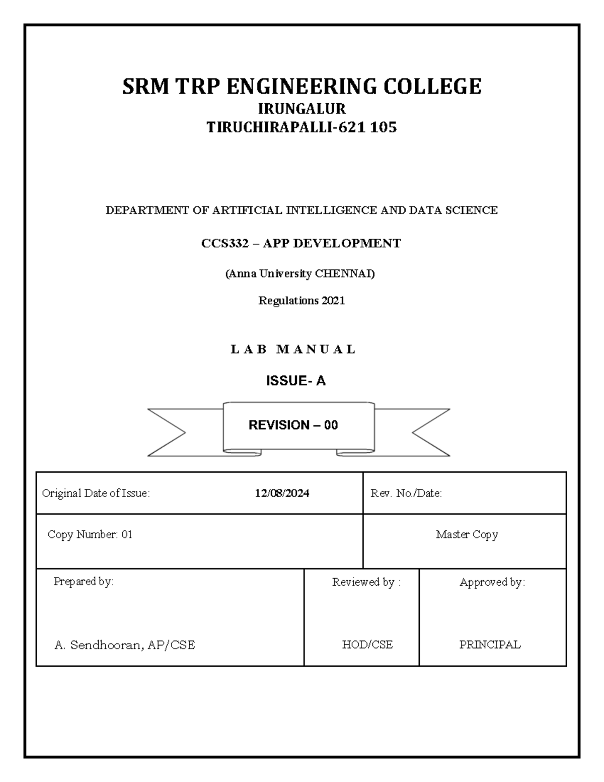 CCS332 App Development Lab Manual: Practical Exercises & Guidelines ...