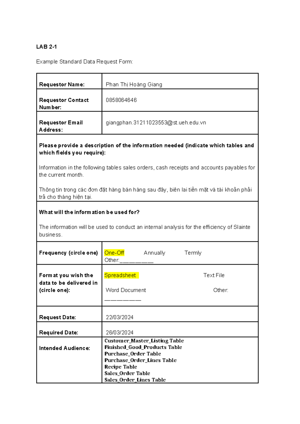 Request for Data Analysis: LAB 2 - Course Code Data Request Form - Studocu