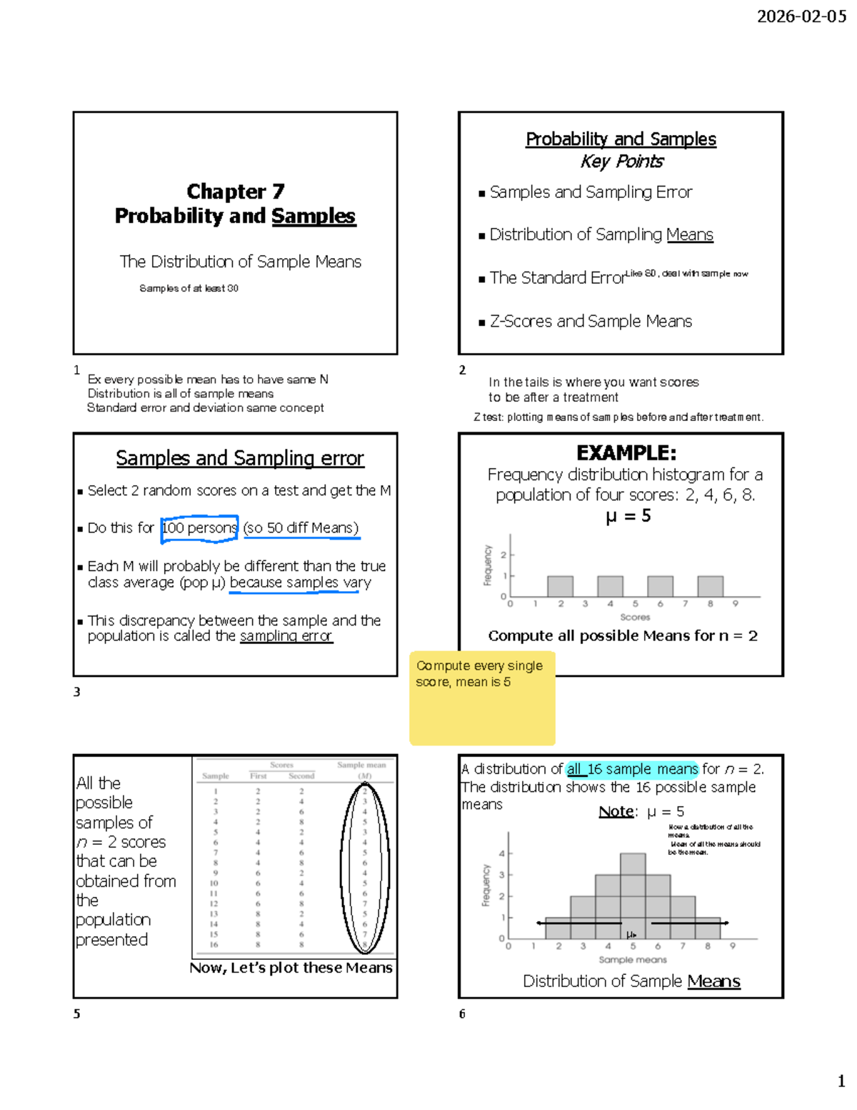 Gravetter Chp 7: Key Points on Probability & Sample Means - Studocu