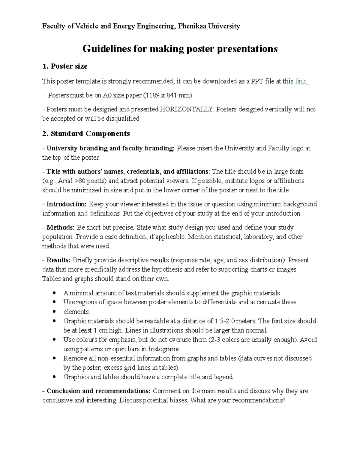 VE-ENG 101: Poster Format and Guidelines for Presentations - Studocu