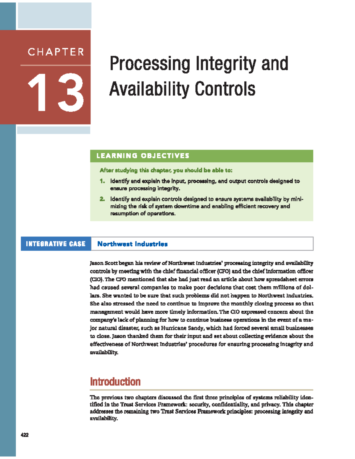 C5 AIS CH13 Processing Integrity & Availability Controls Summary - Studocu