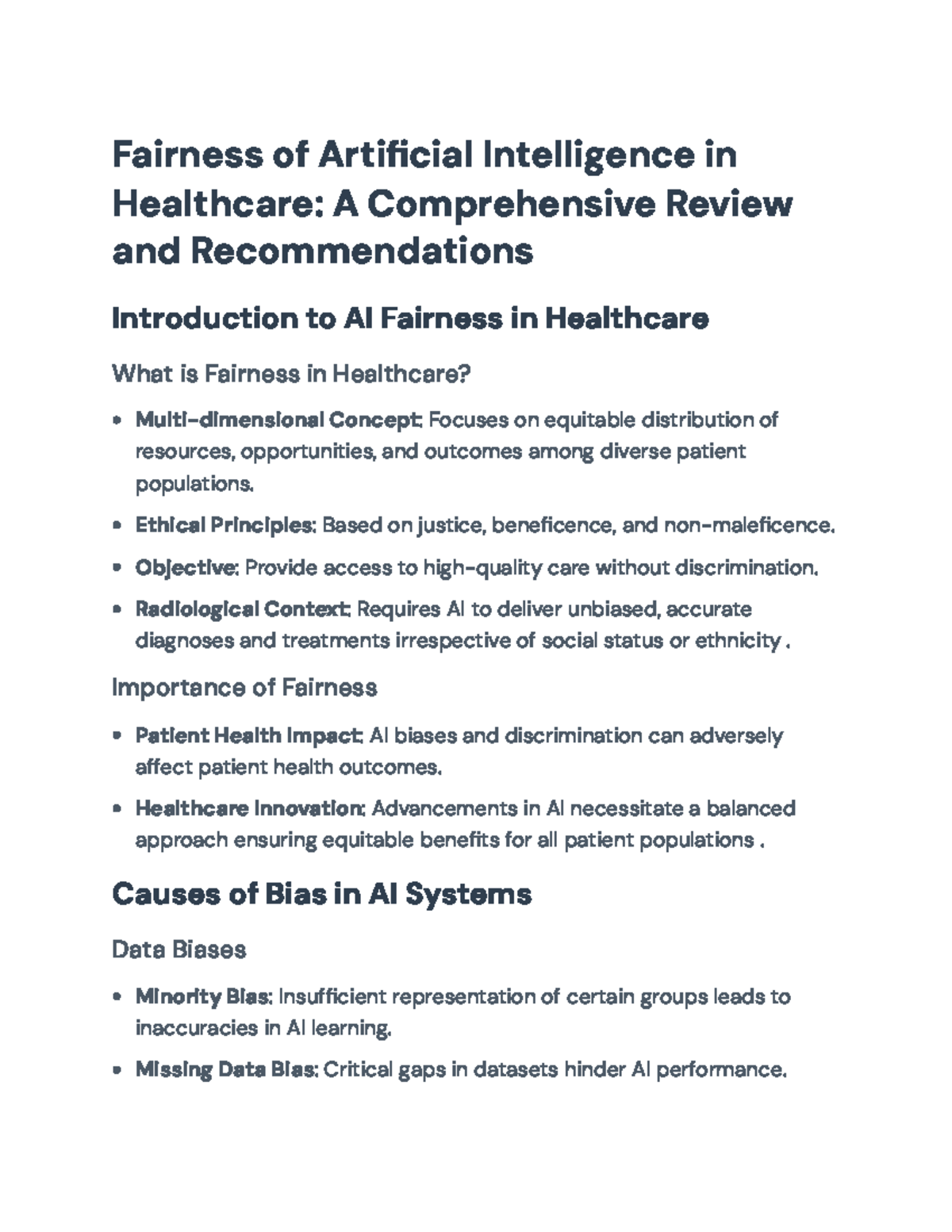 Fairness of AI in Healthcare: Comprehensive Review & Recommendations ...