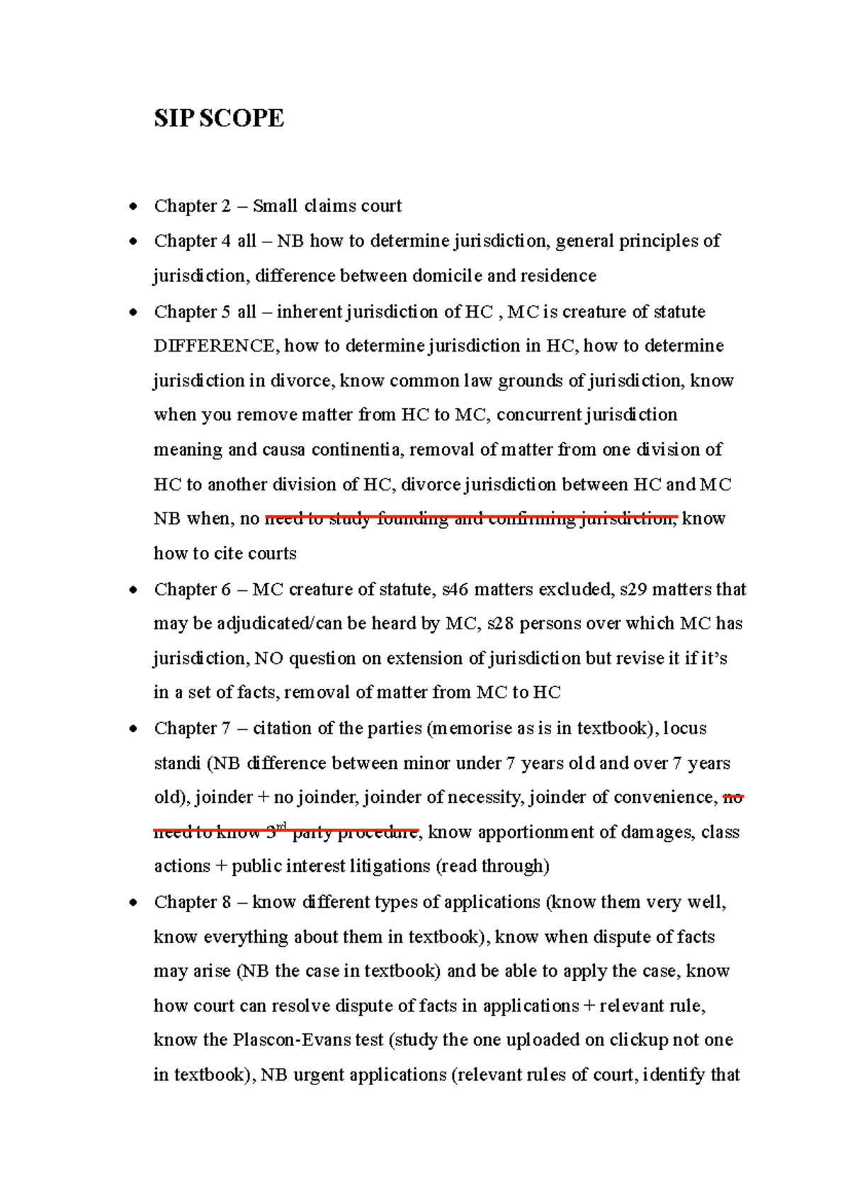SIP Scope - SIP SCOPE Chapter 2 – Small claims court Chapter 4 all – NB ...