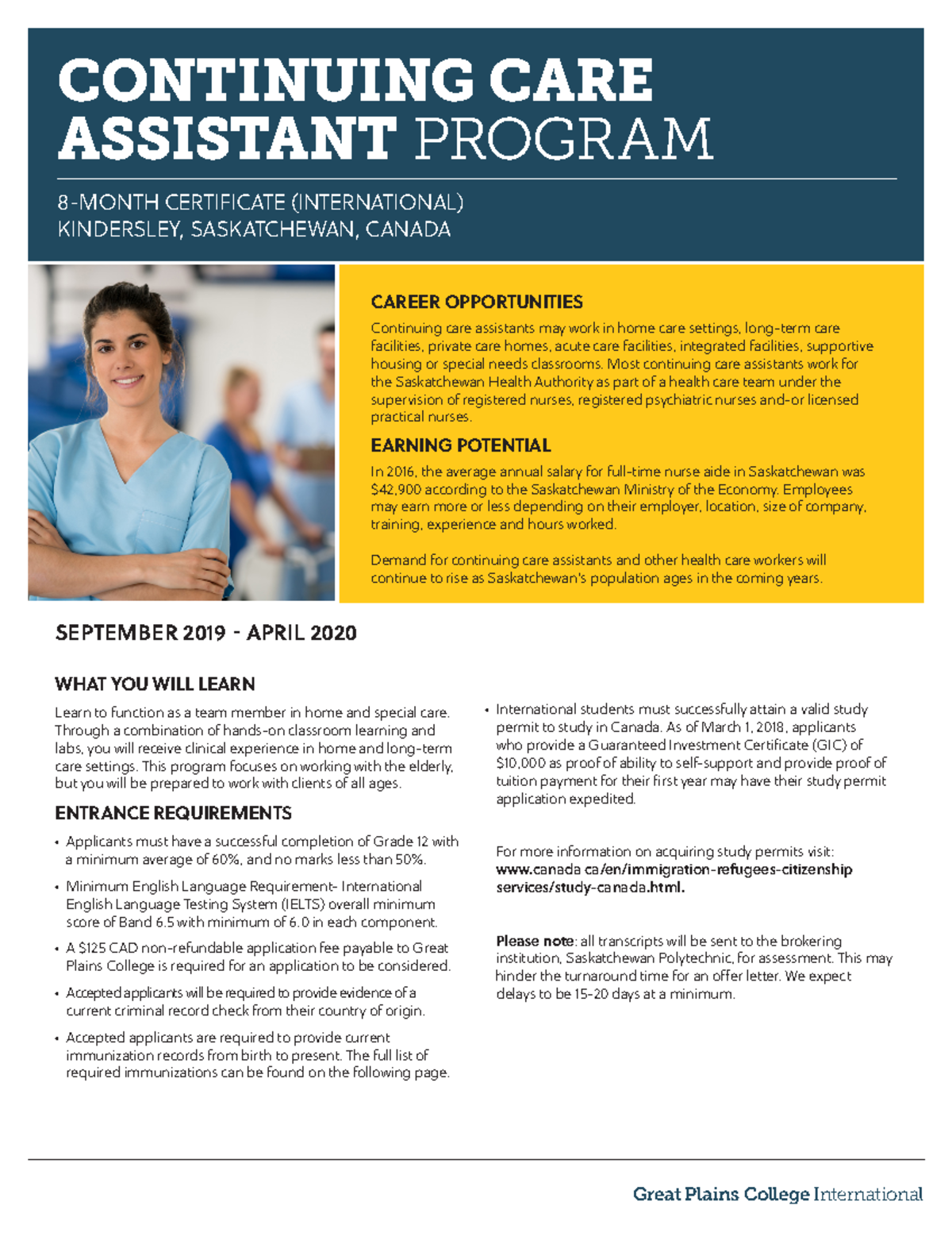 International Info Sheet for CCA Program, Kindersley Campus - Studocu