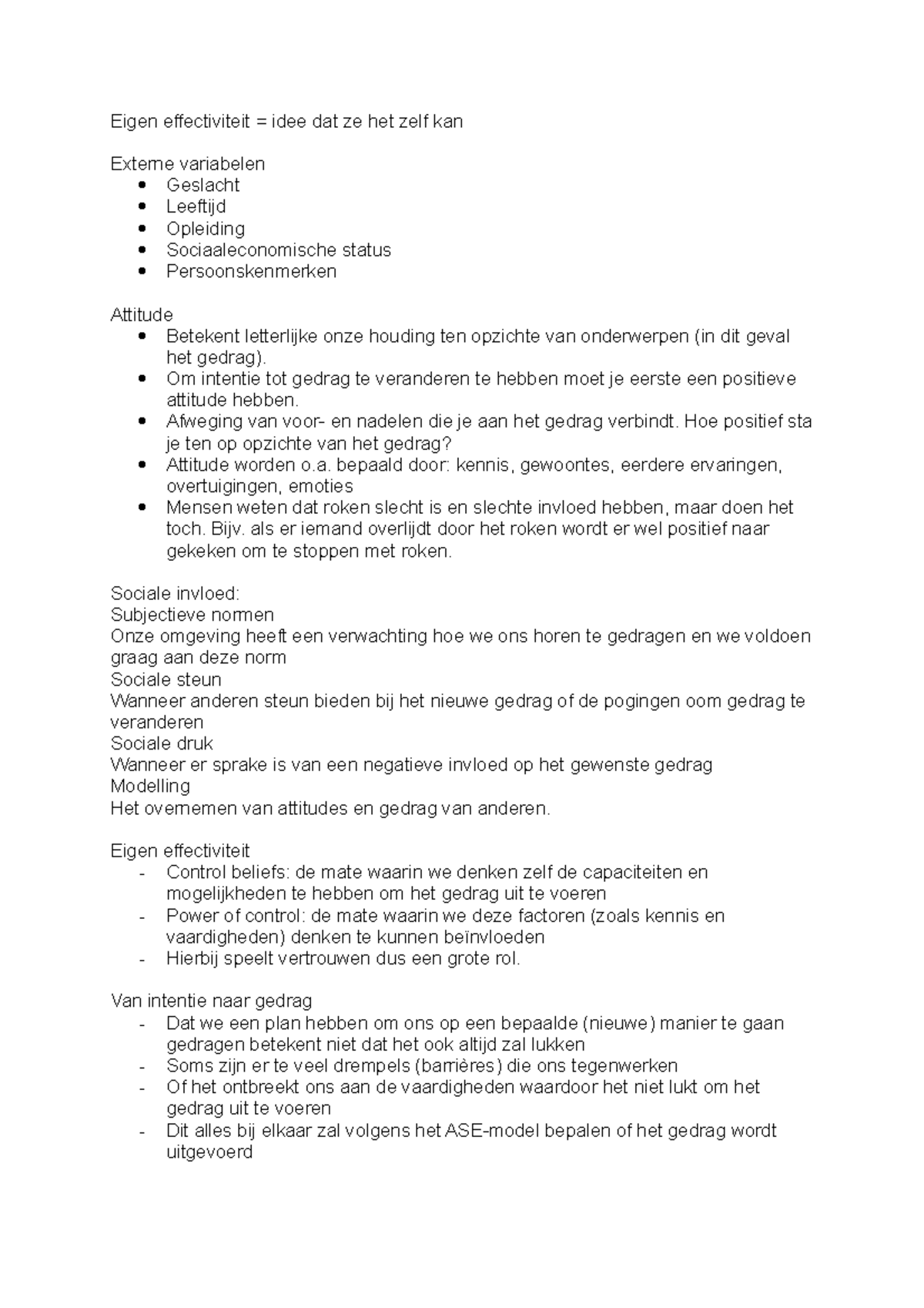 ASE-Model inhoudelijke samenvatting over dingen die er in moeten ...