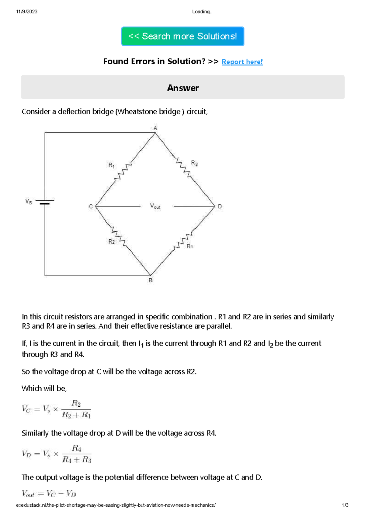Instrumentation and Wheatstone Bridge Circuit Analysis - Studocu