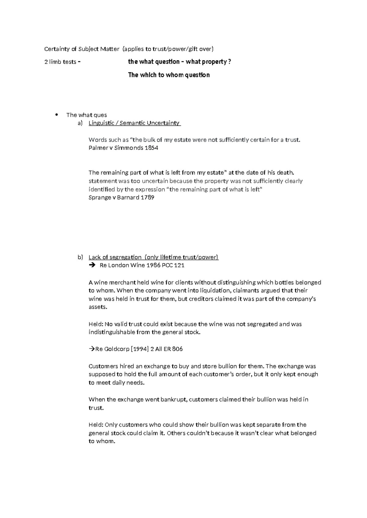 Certainty of Subject Matter in Trusts: Key Cases & Principles (LAW 101 ...