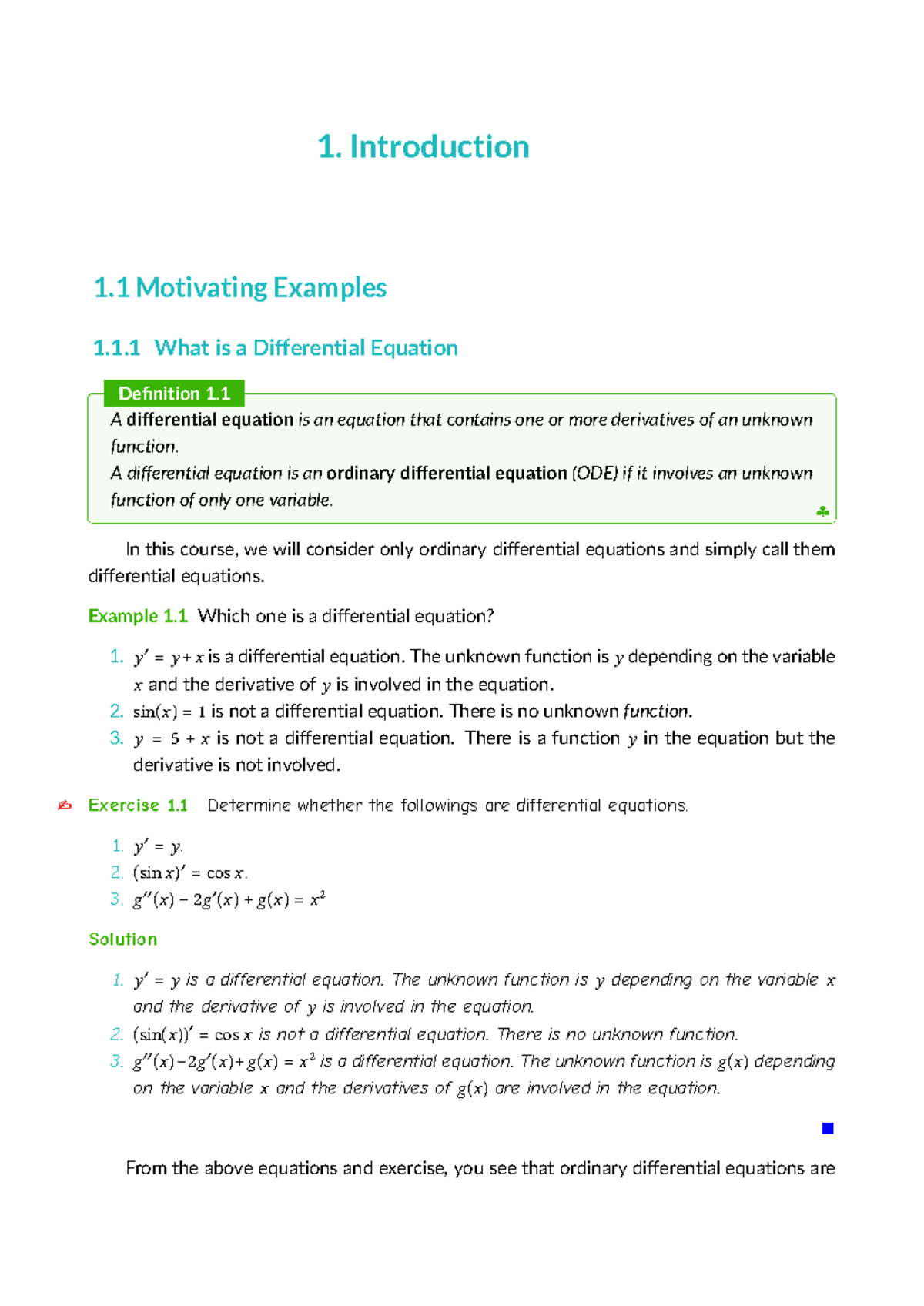 First Order Linear Differential Equations (EMA264S) - Lecture Notes ...