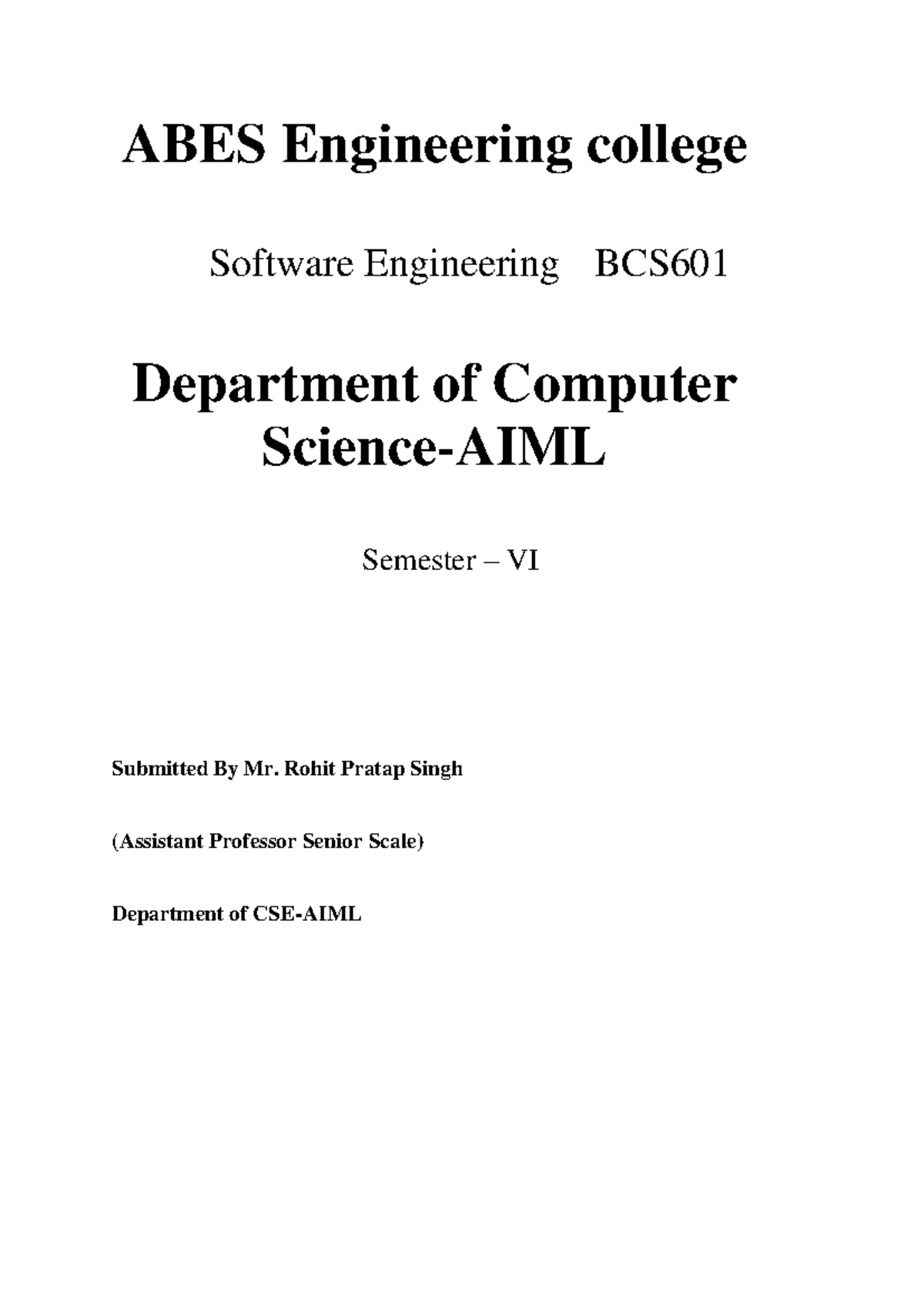 Software Engineering BCS 601 Detailed Syllabus and Course Outcomes ...