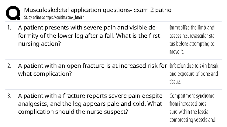 Musculoskeletal Patho Exam 2 Study Guide: Key Concepts and ...
