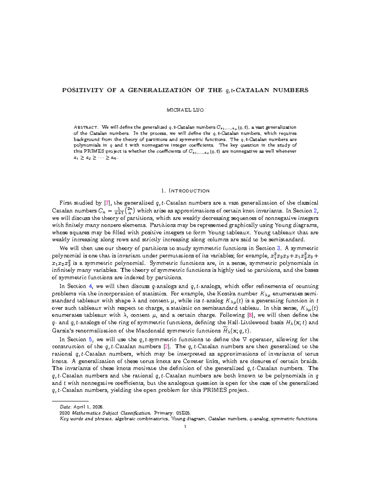Generalized q-Numbers: A PRIMES Project Reading Report - Studocu