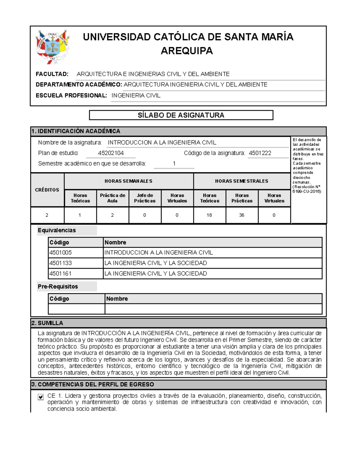 Sílabo de Introducción a la Ingeniería Civil 45202104 - 2023 I - Document Preview