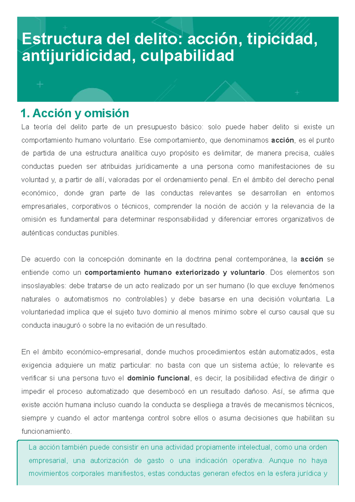 Estructura del Delito en Derecho Penal Económico: Acción y Omisión ...
