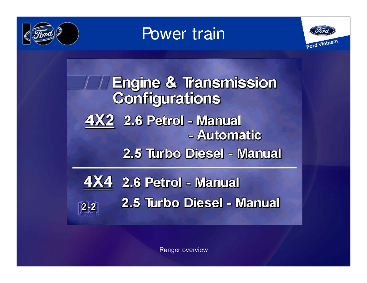 Ford Ranger WL-WLT Engine Overview and Specifications Guide - Studocu