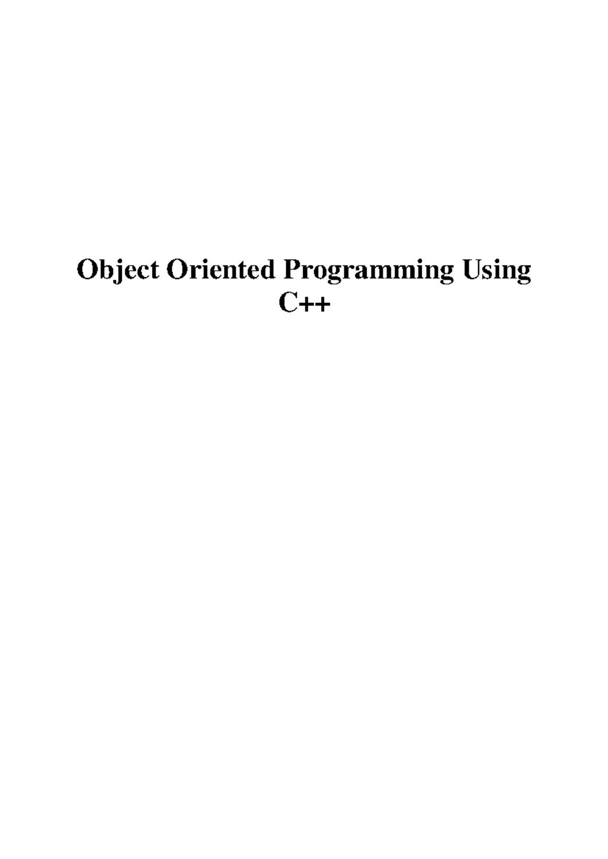 OOPS C++ Lecture Notes: Comprehensive Coverage and Insights - Studocu
