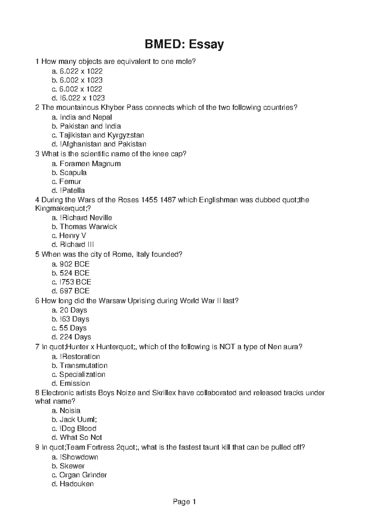 BMED125 Essay Notes: Progress Report 2 Quiz Questions and Answers - Studocu