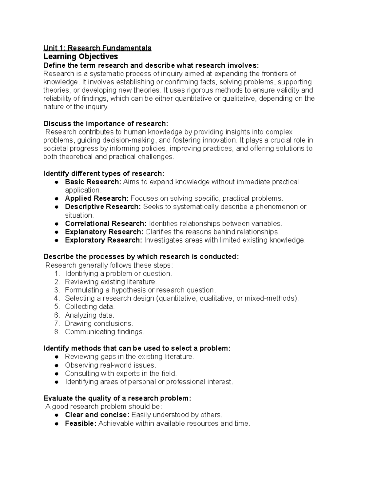 COMP 494 Units 1-12: Research Fundamentals and Methods Overview - Studocu