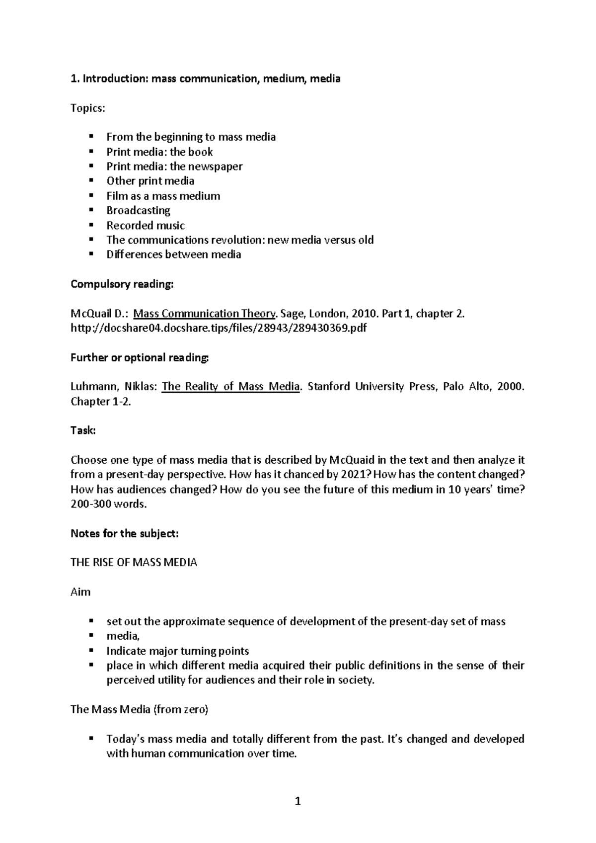 Module 1: Intro to Media Studies - Exploring Mass Communication ...