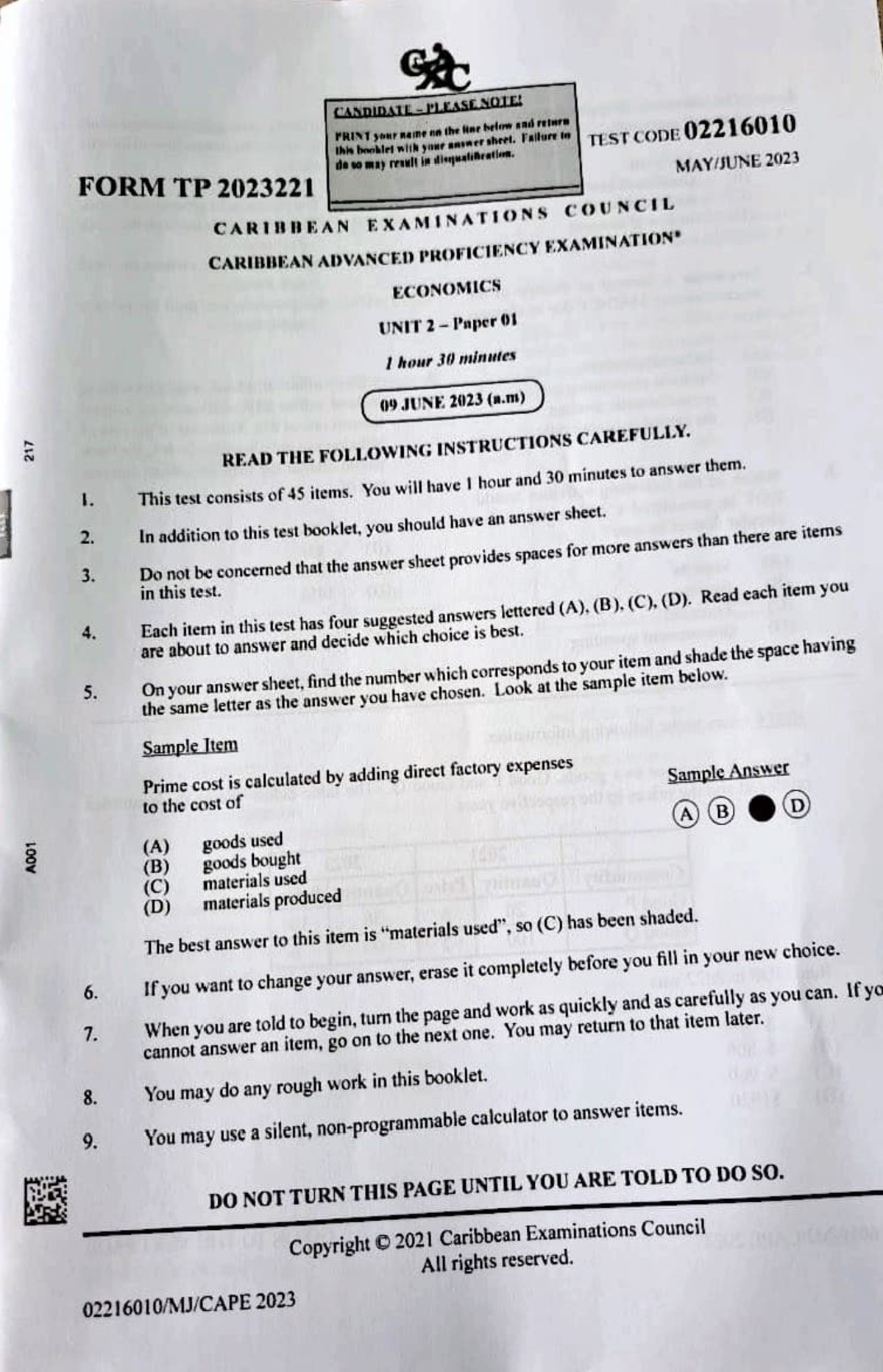 CAPE Economics Unit 2 Paper 1 2023 - Merged Notes - Studocu