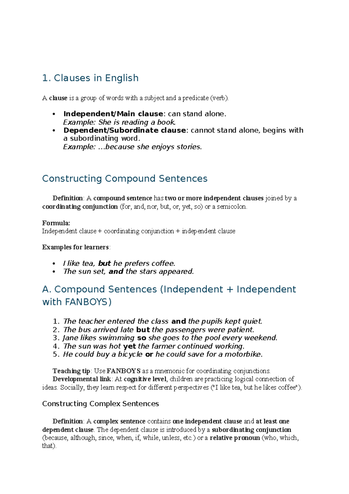 Clauses in English: Understanding Types & Functions - Assessment - Studocu