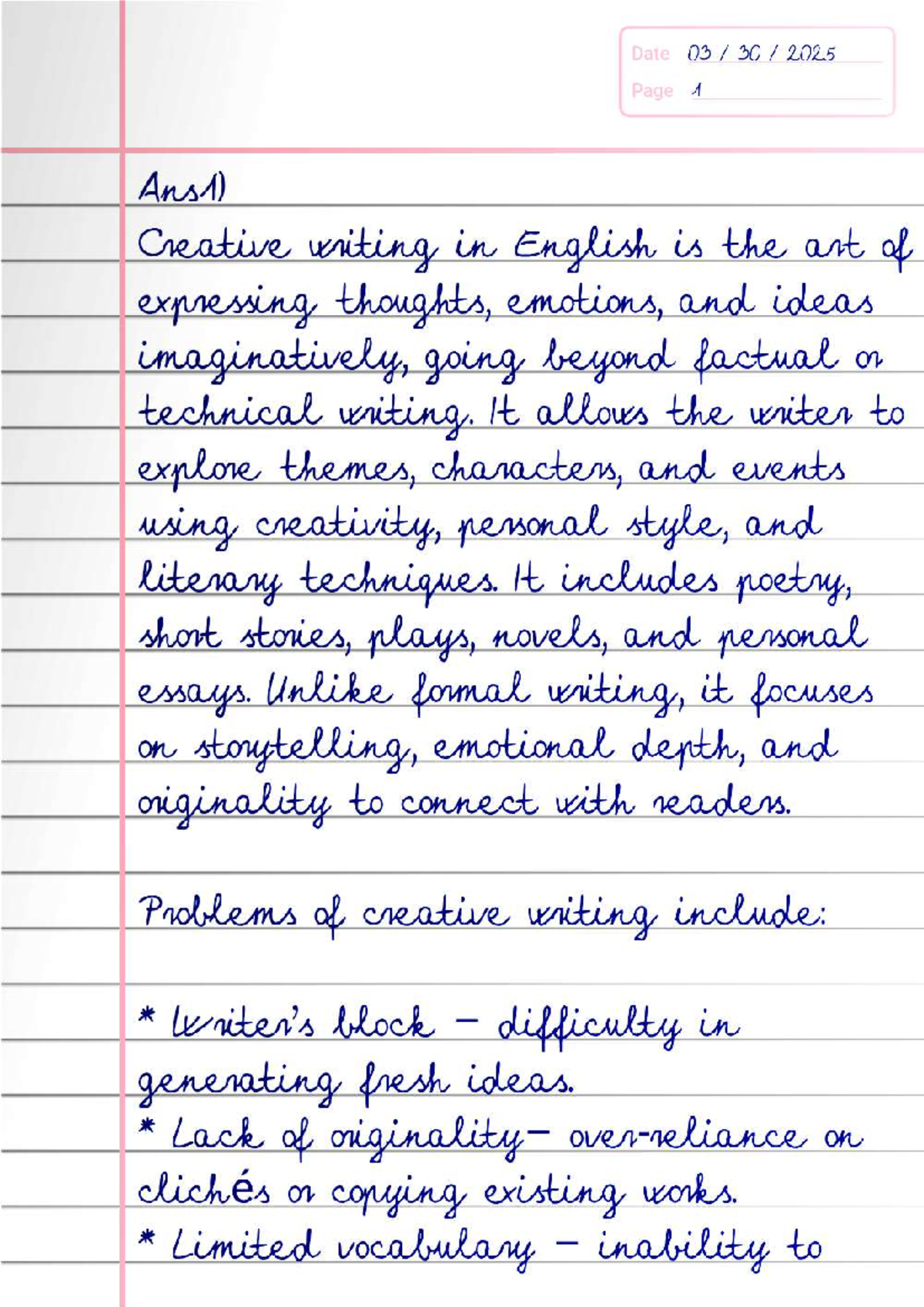 ENG 101 Creative Writing: Exploring Imagination and Expression - Studocu