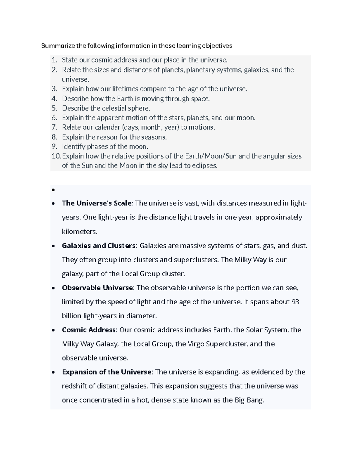 Chapter 1: Our Place in the Universe - Scale, History, and Movement ...