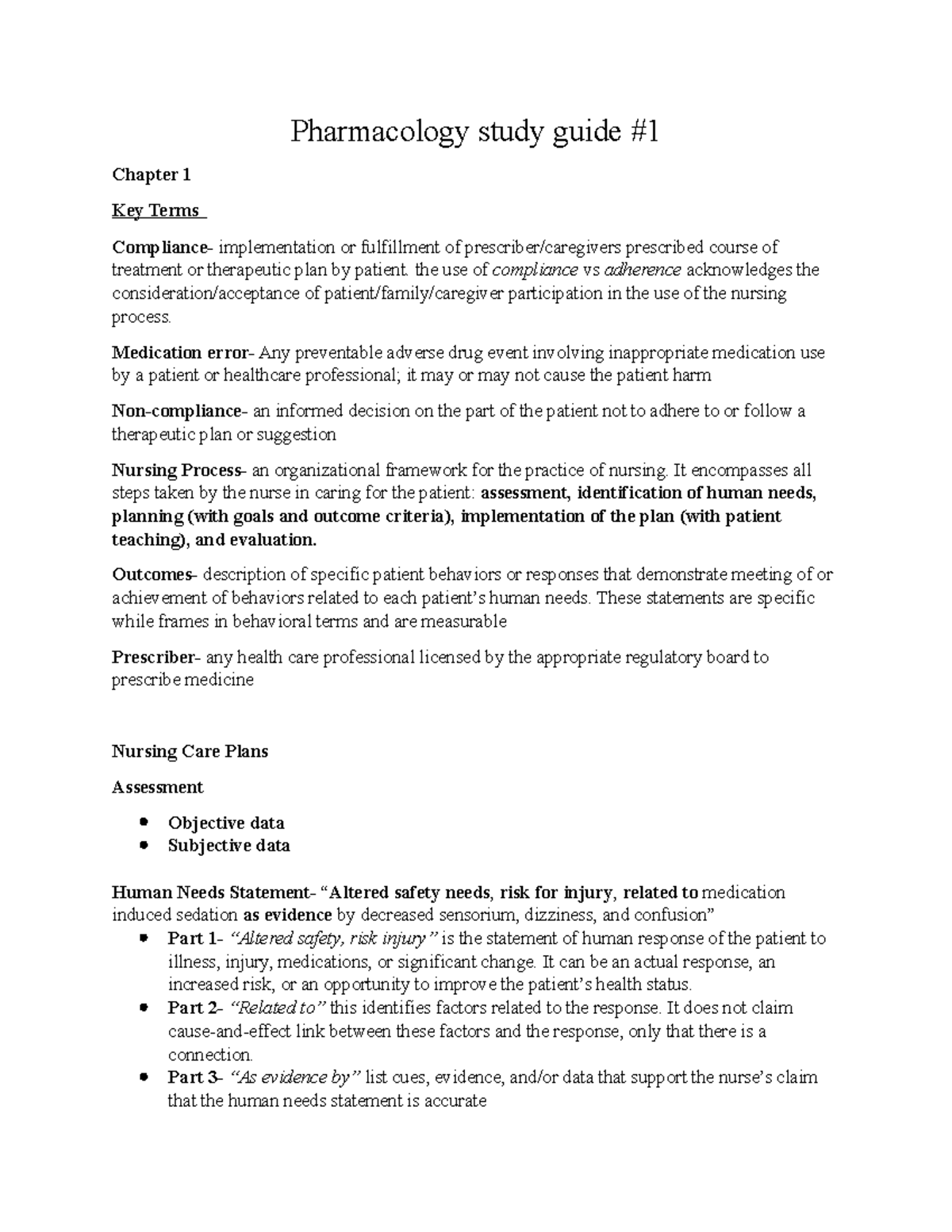Pharm 101 Final Exam Study Guide: Key Terms & Concepts Review - Studocu