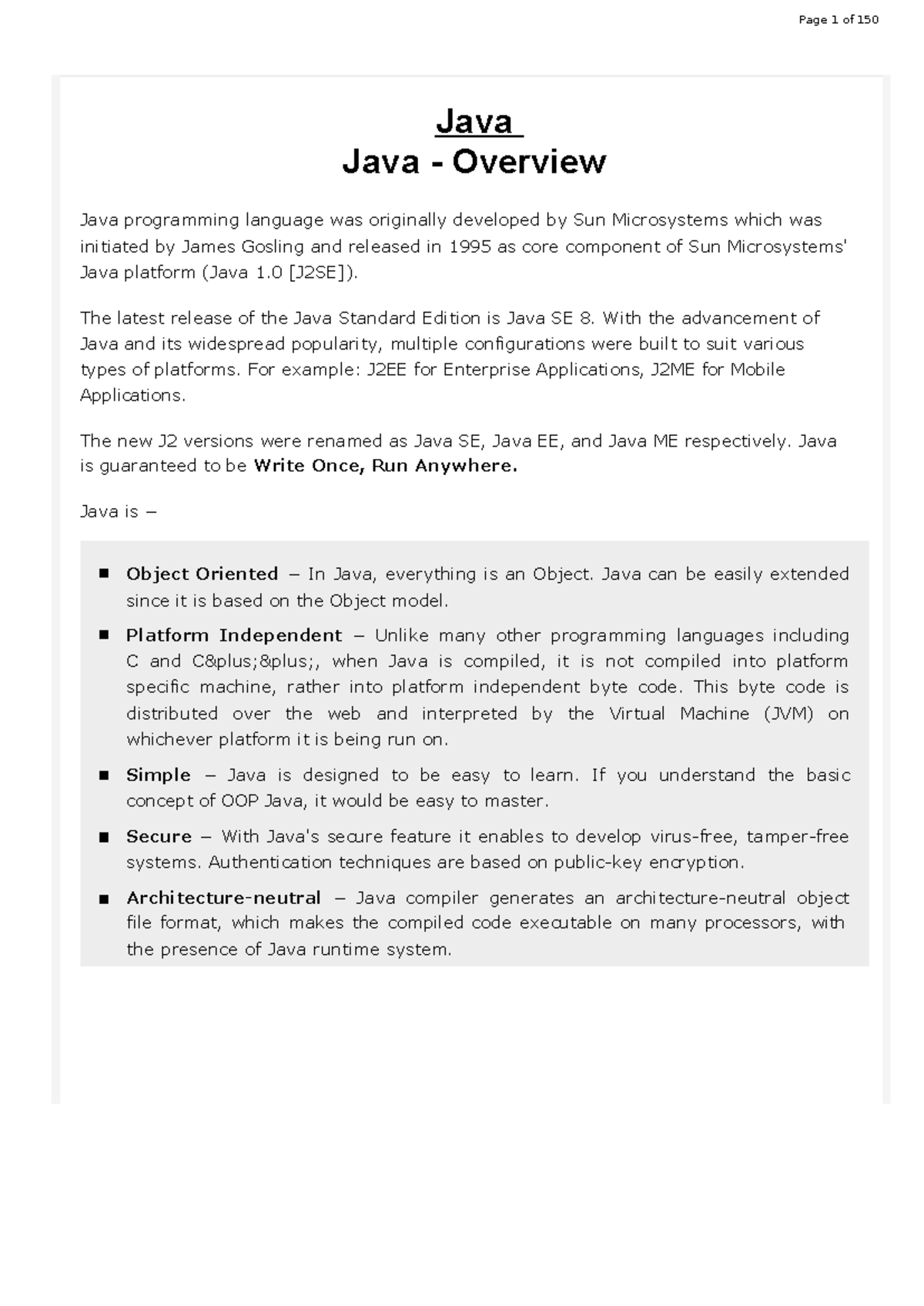 Java programming language overview and basic concepts (CS101) - Studocu