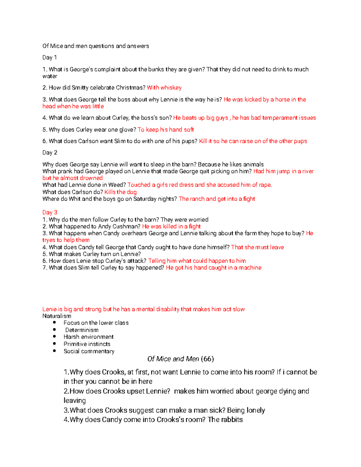 Of Mice and Men Study Questions and Insights (ENG-101) - Studocu