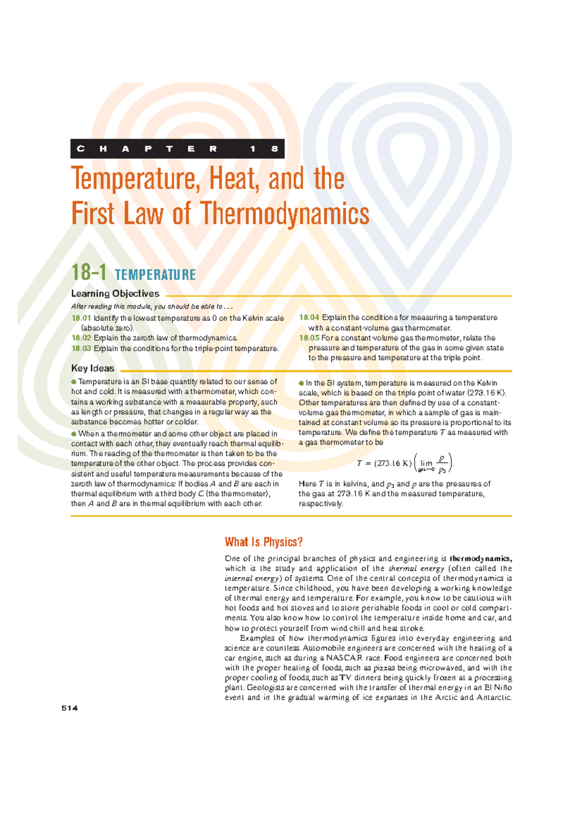 Chapter 18: Temperature, Heat, and the First Law of Thermodynamics ...