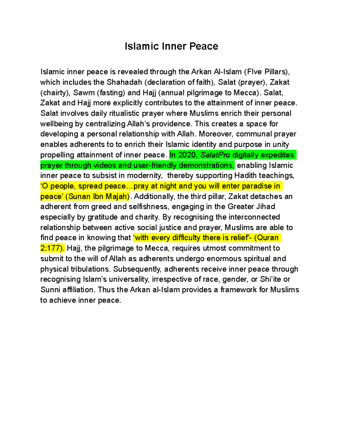 Islamic Inner Peace Through the Arkan Al-Islam: A Comprehensive Study ...