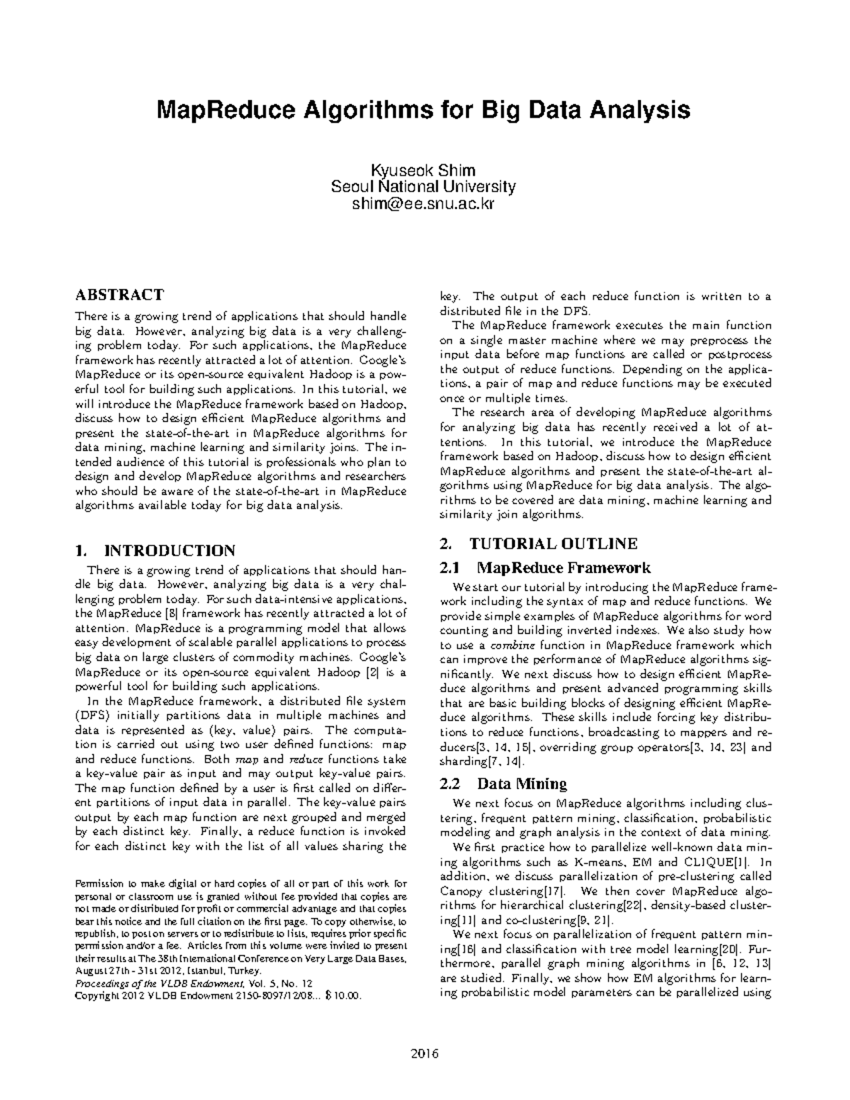 MapReduce Algorithms for Big Data Analysis - Lecture Notes - Studocu