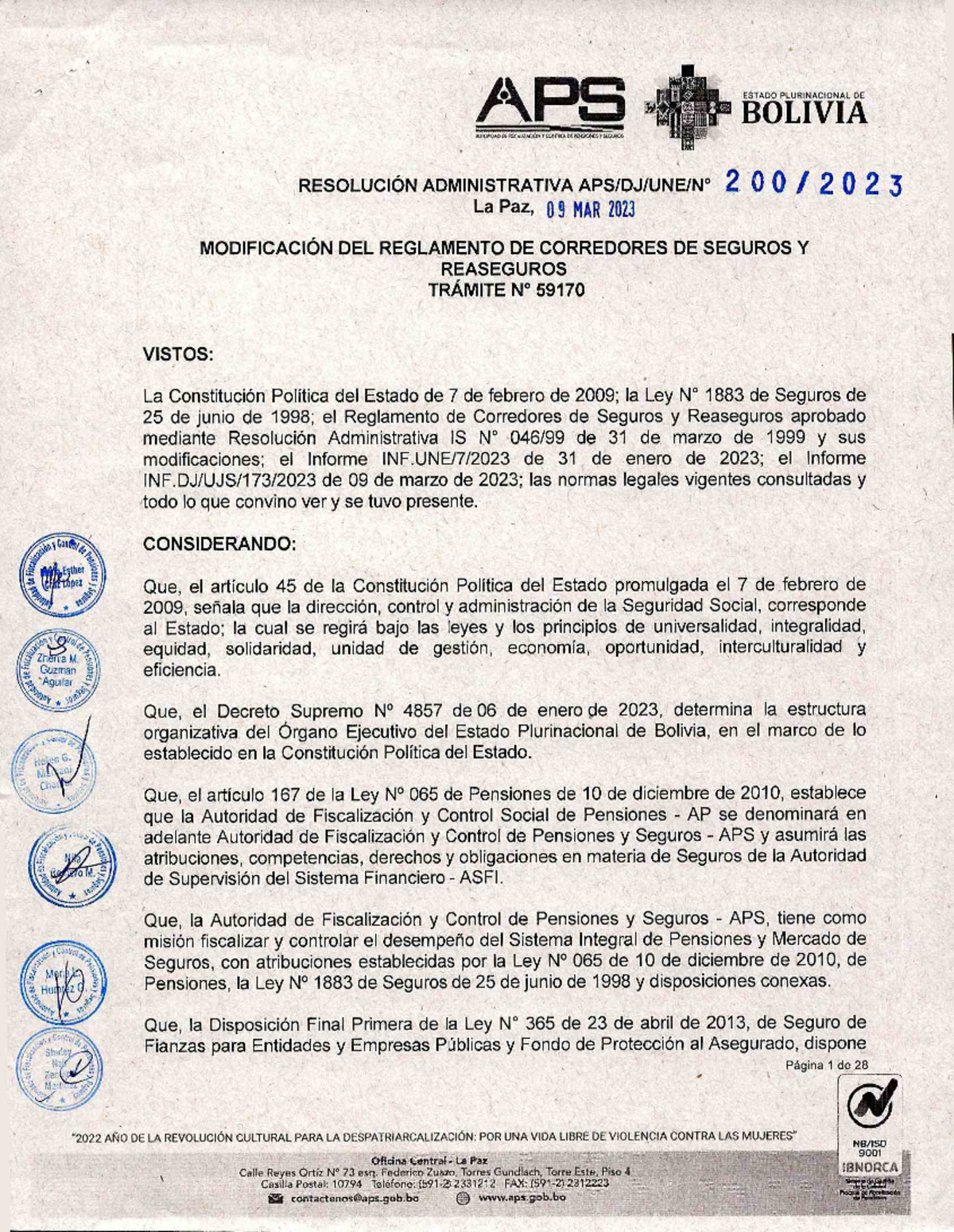 0200-23 - Modificación del Reglamento de Corredores de Seguros y ...