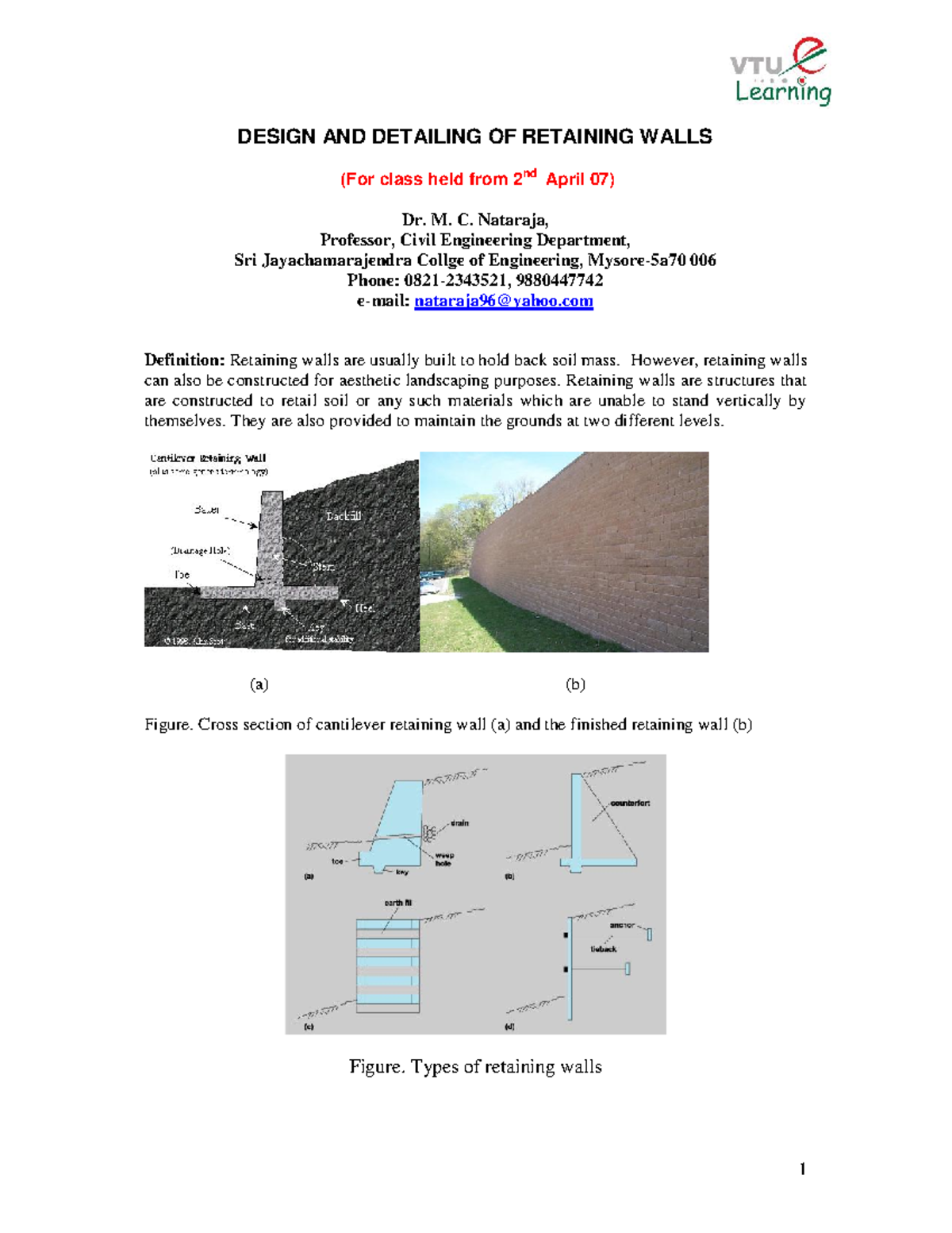 Retaining Wall Design (CE 006) - Detailed Analysis and Guidelines - Studocu