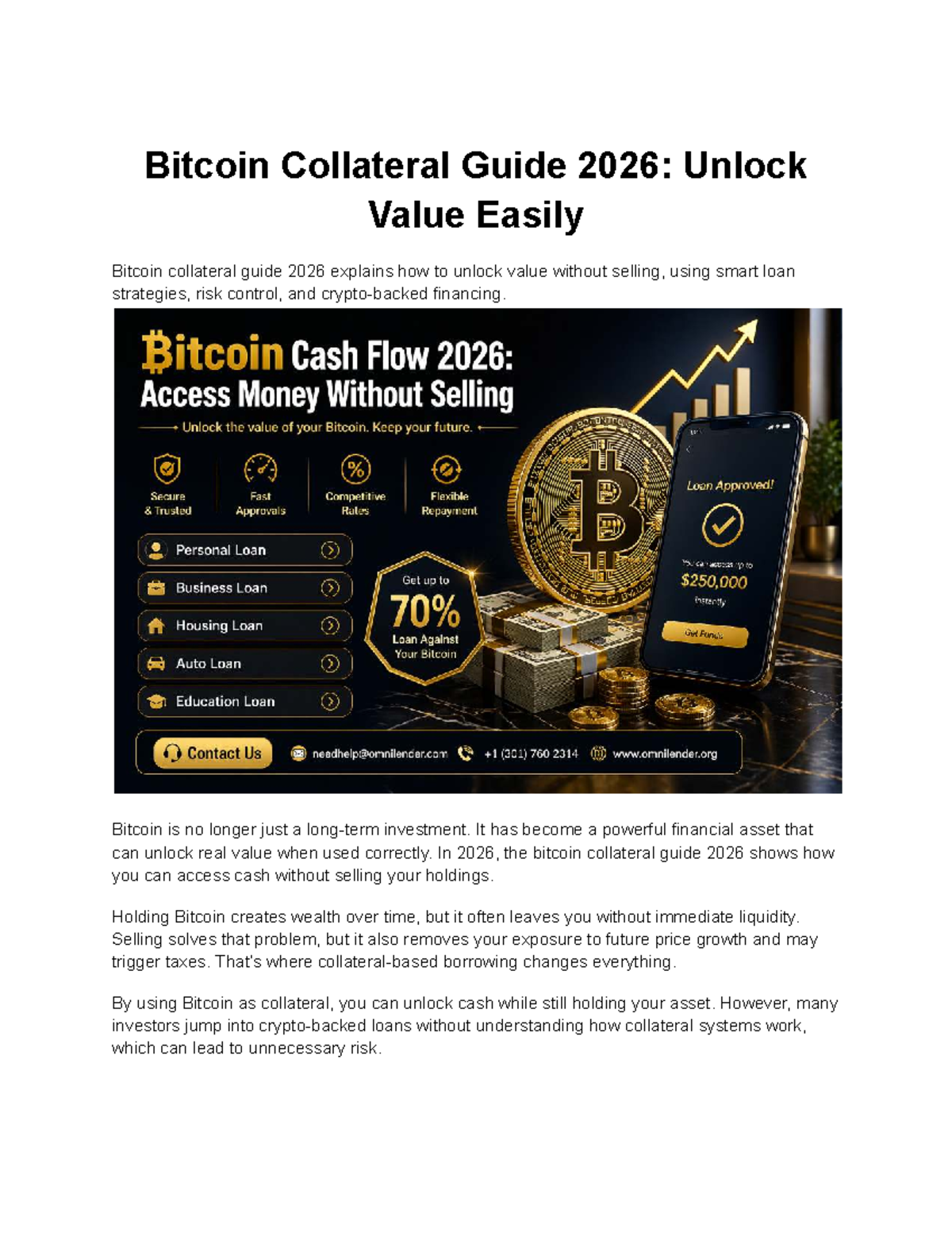 Bitcoin Collateral Guide 2026: Unlocking Value with Smart Loans - Studocu