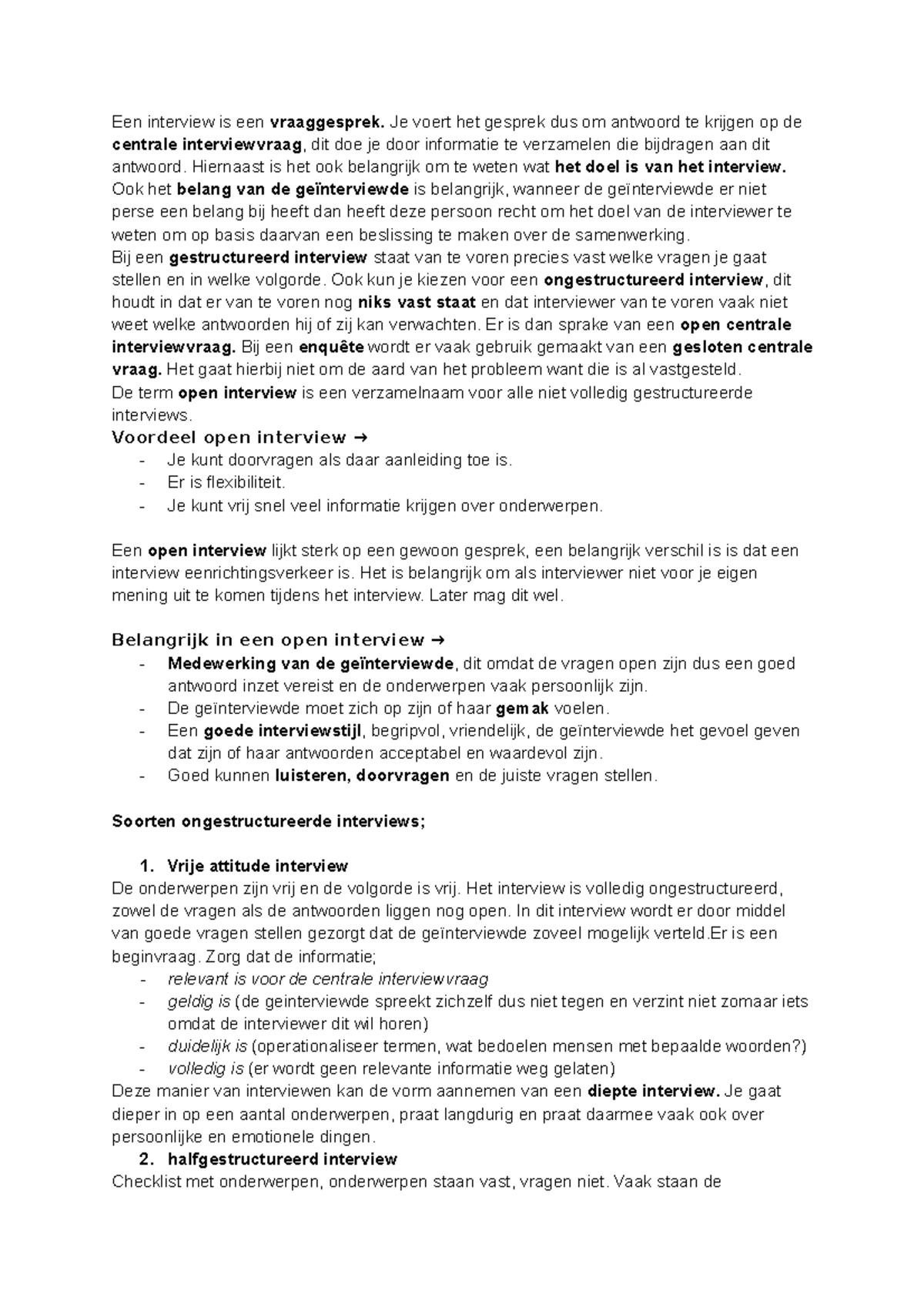 Samenvatting H1 - Interviewtechnieken en Soorten Interviews - Studeersnel