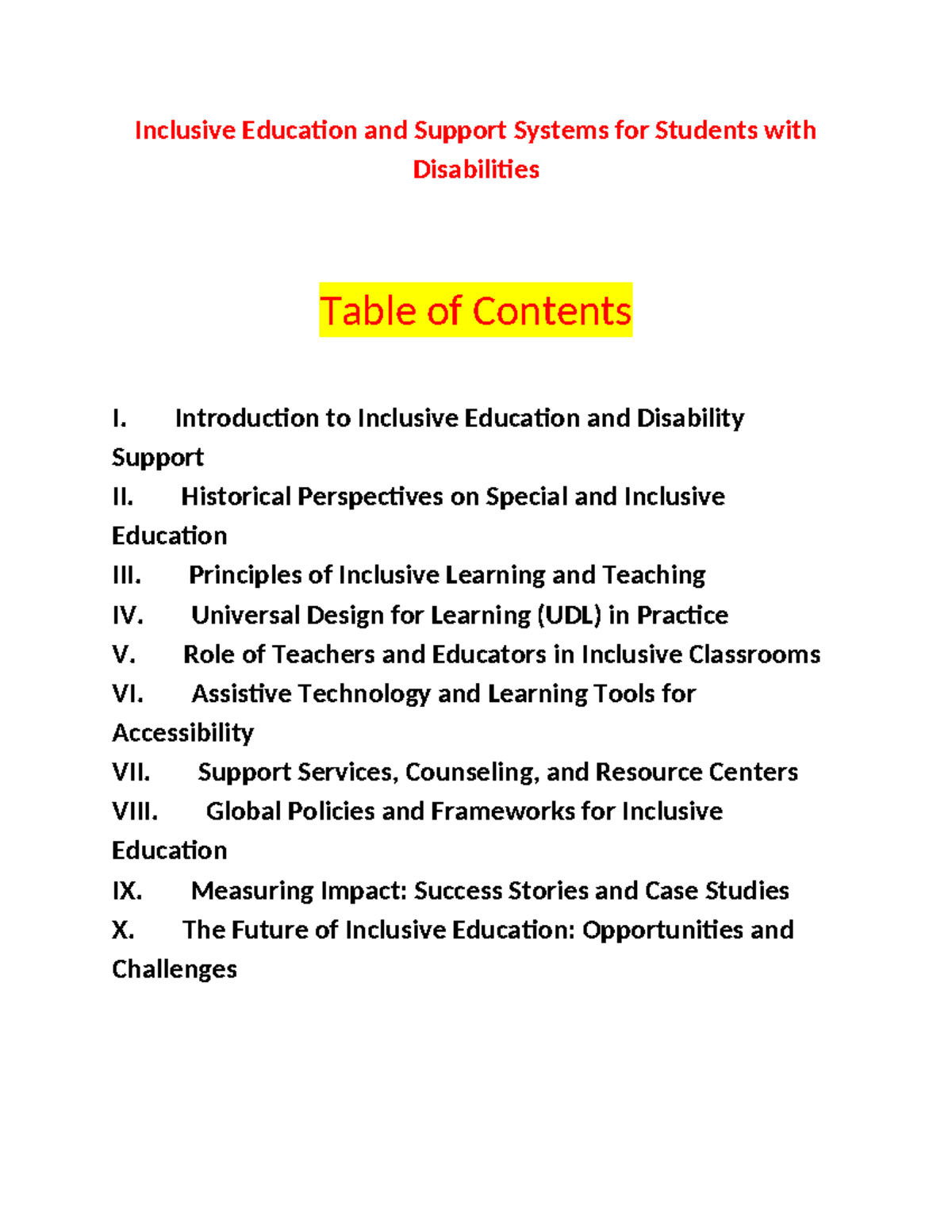 Inclusive Education & Support Systems for Students with Disabilities: A ...
