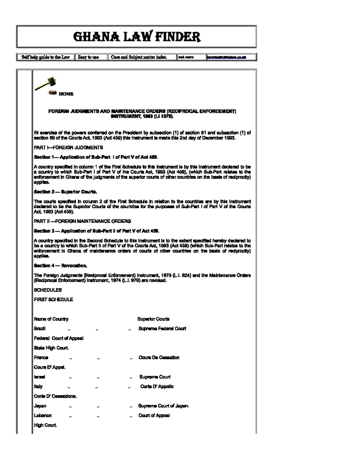 LI 1575 - Ghana's Foreign Judgments & Maintenance Orders Guide - Studocu