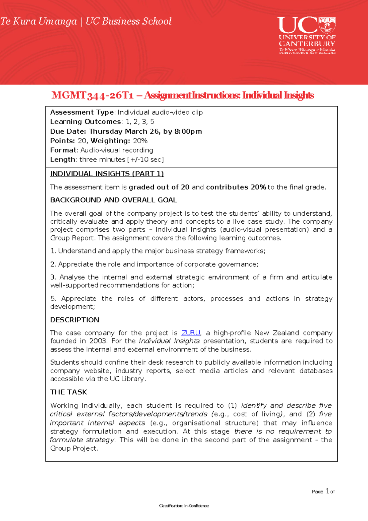 UC Business School Assignment: Individual Insights (2026) - Studocu