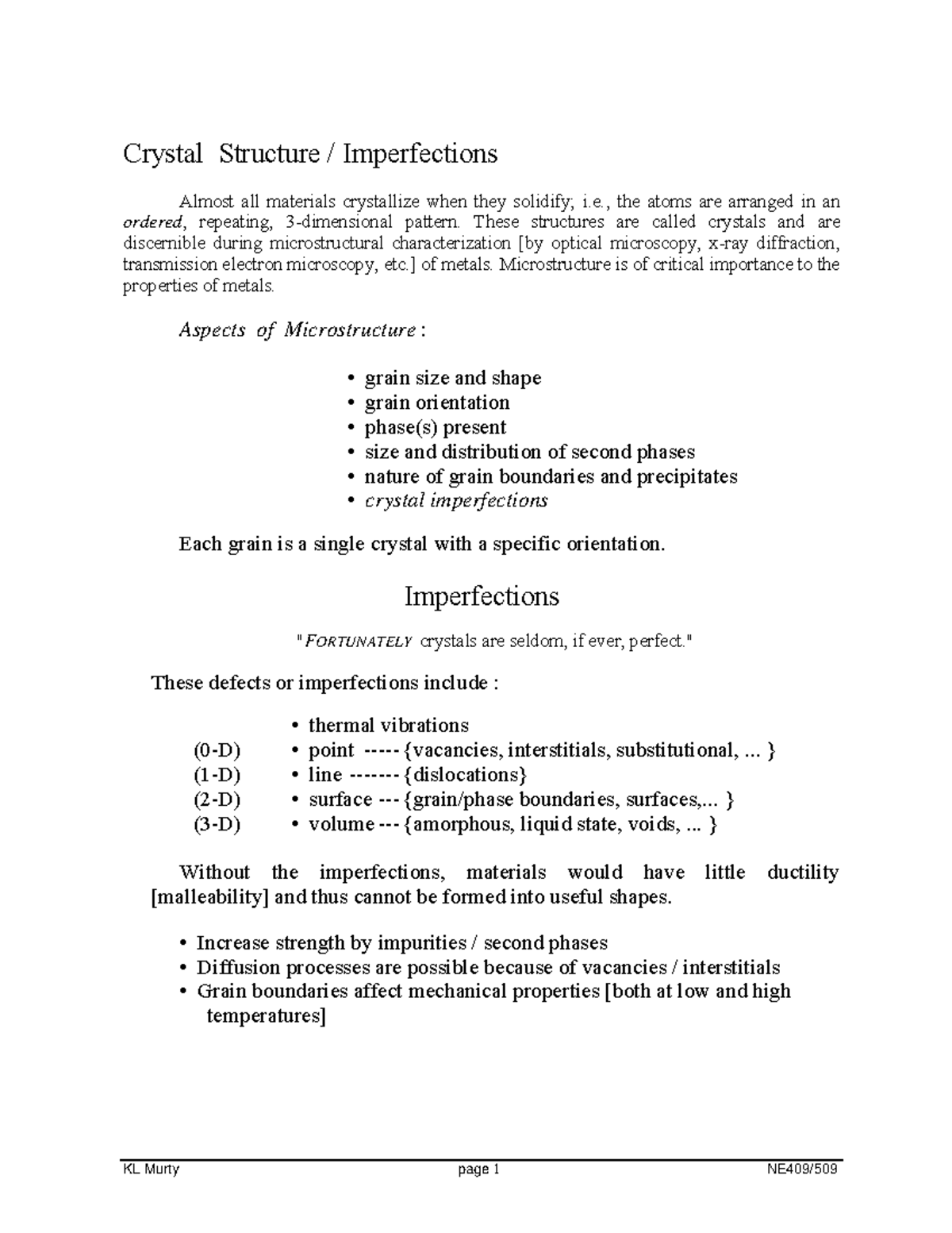 Ch2a Crystal Structure Imperfections: Understanding Defects in Metals ...