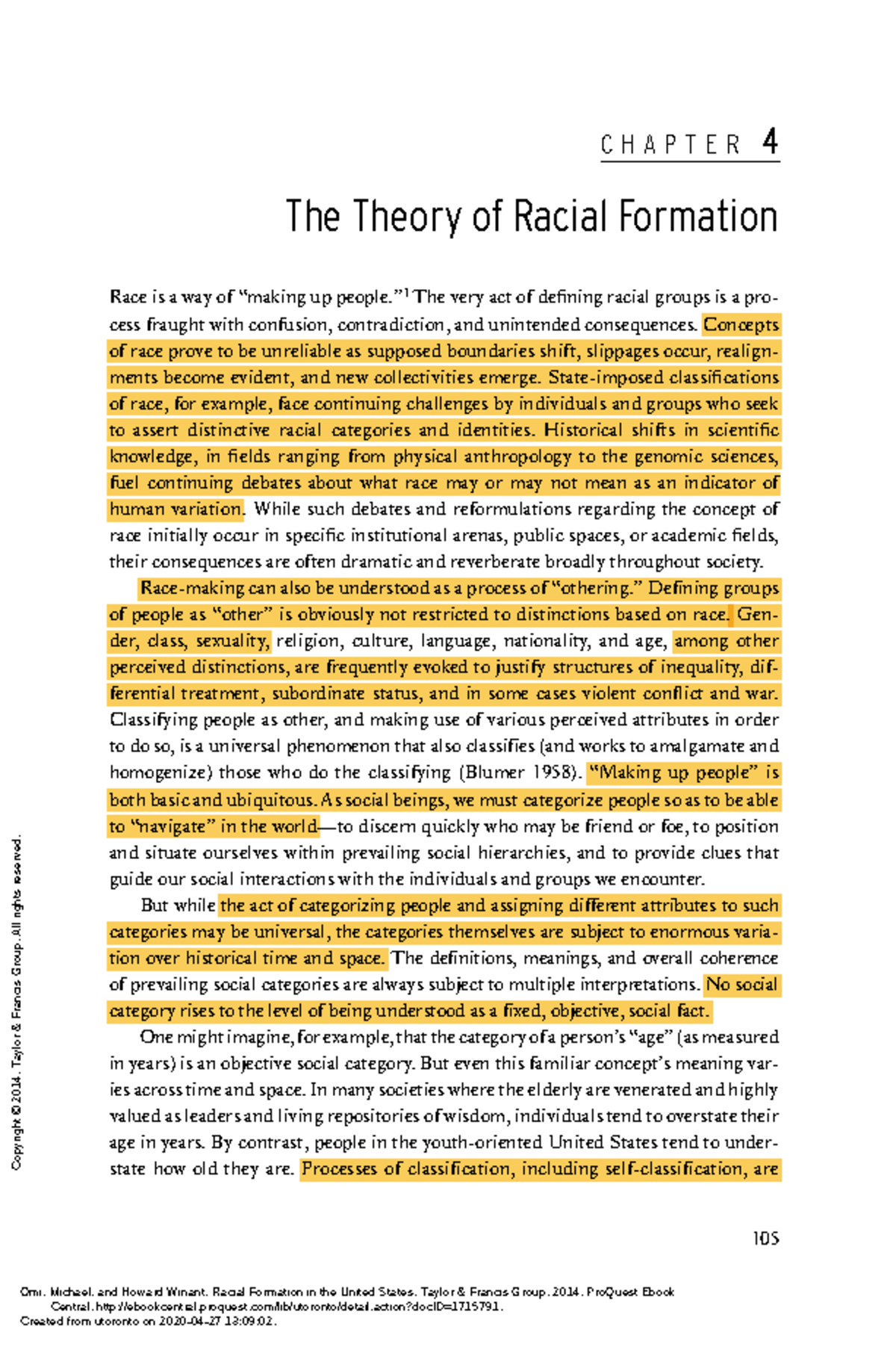 Highlighted Points - Racial Formation in the United States: Chapter 4 ...