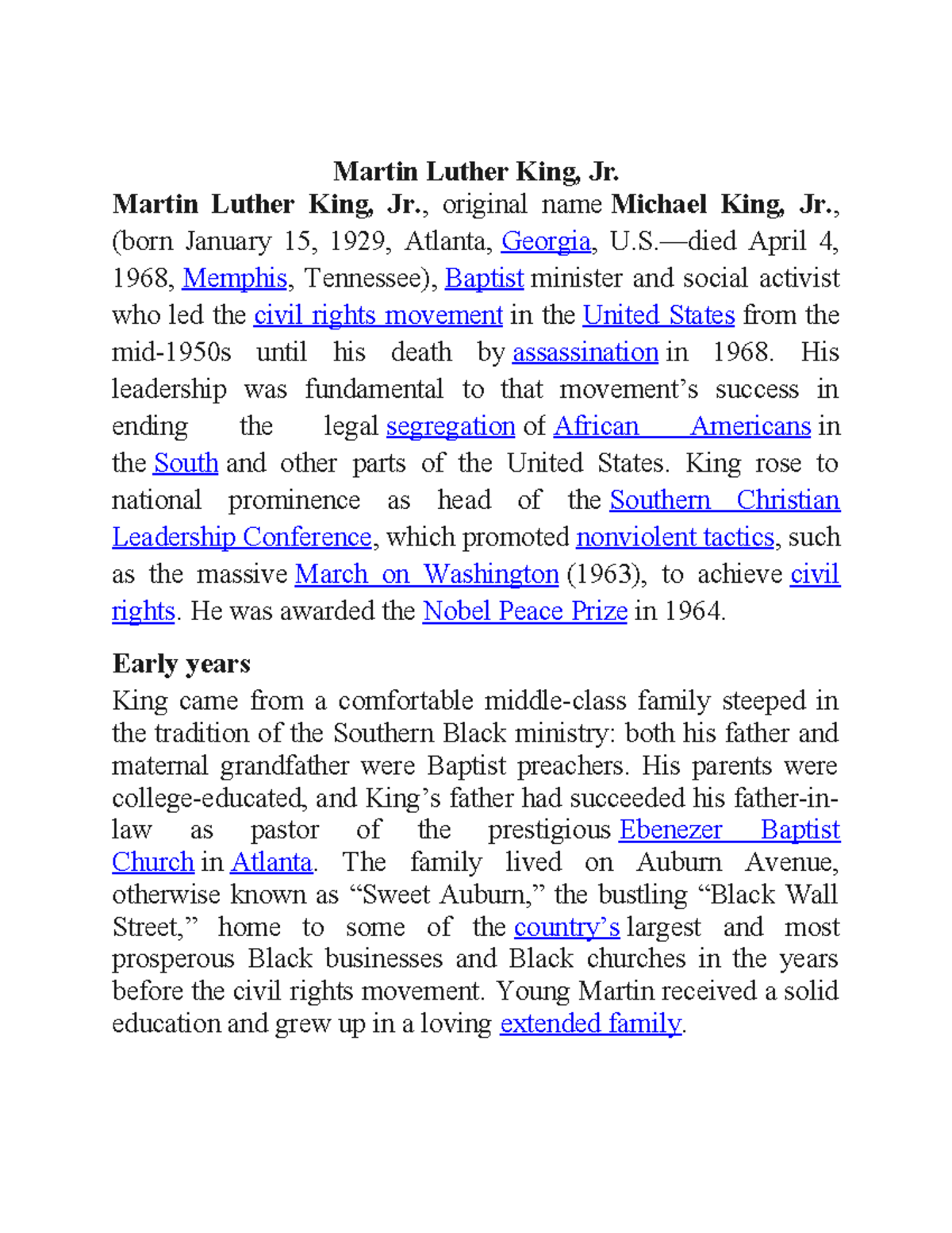 Martin Luther King Jr. - Key Insights and Impact Summary BA (Hons ...