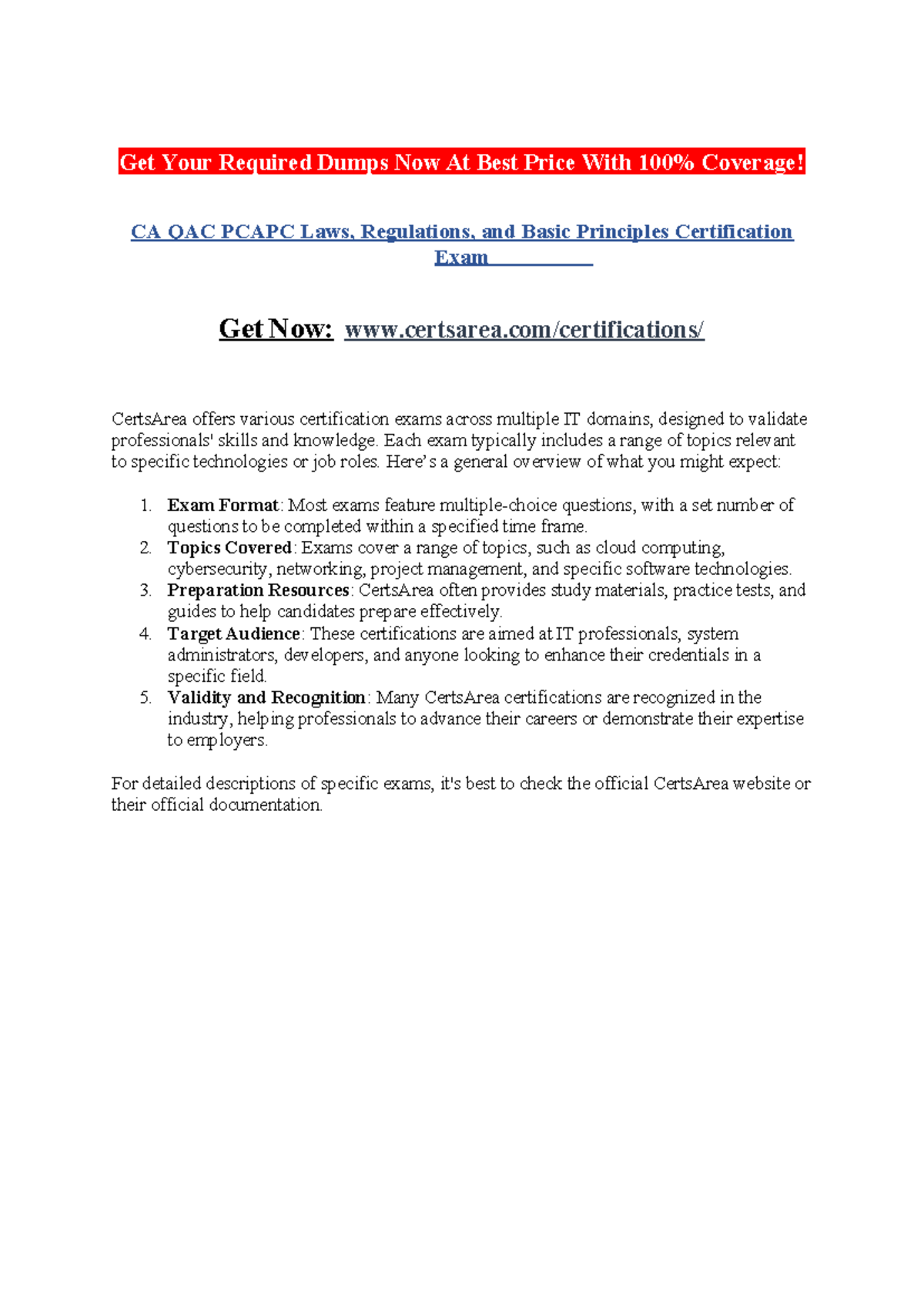 CA QAC Pcapc Laws, Regulations, and Basic Principles Certification Exam ...