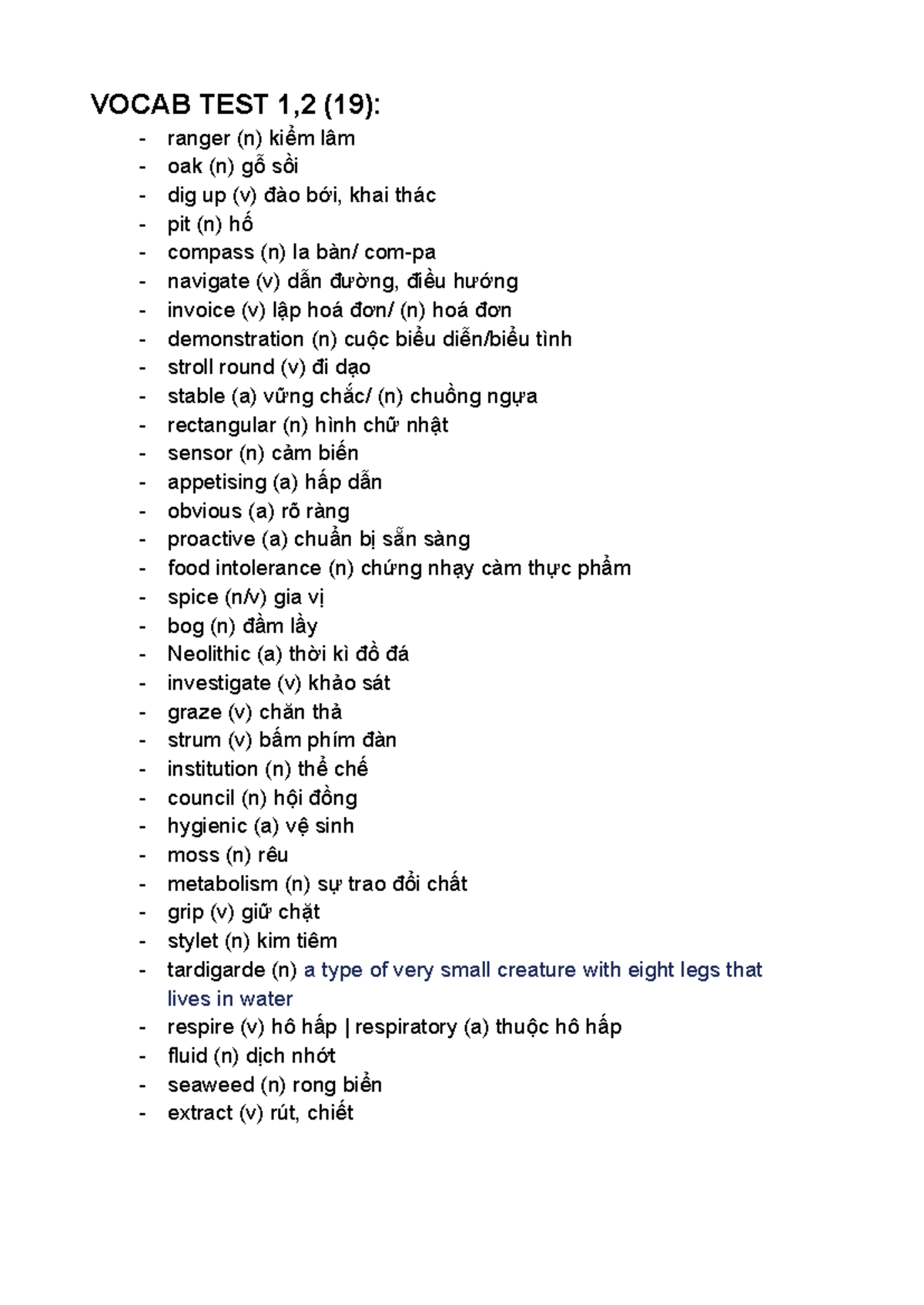 Vocab Test 1,2 (19): Key Terms and Definitions - Studocu