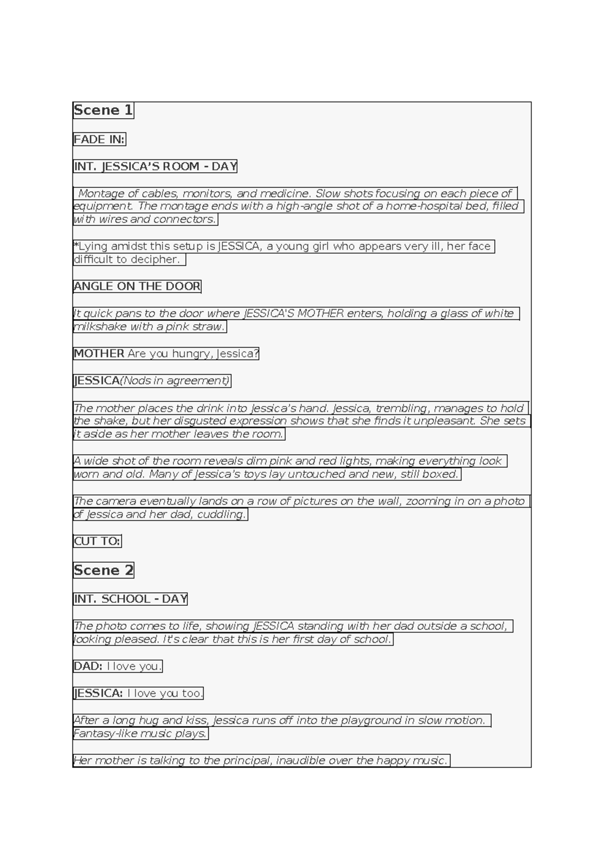 Film Script NEA: Jessica's Journey Through Illness and Family - Studocu