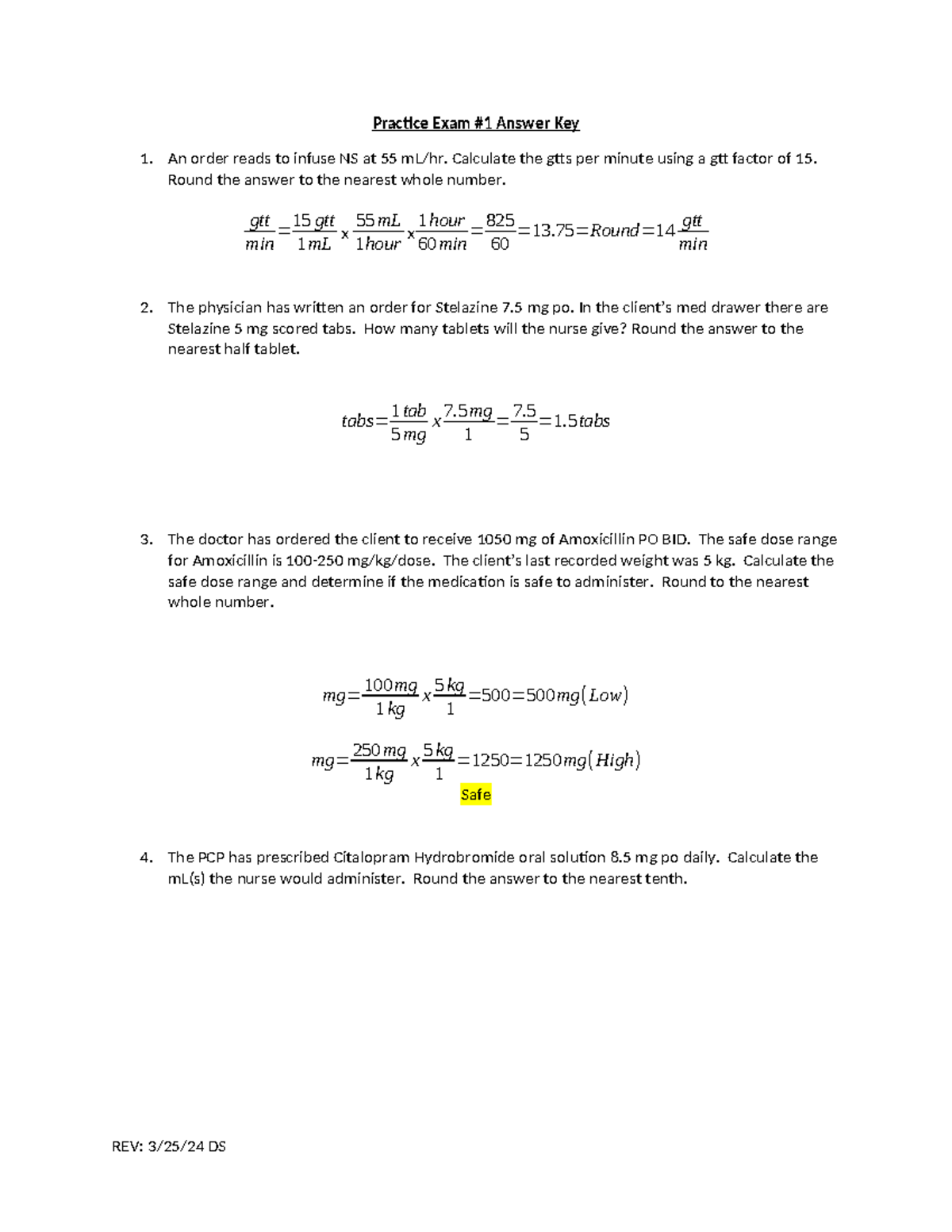 RN Practice Exam Key - Answer Key for Practice Exam 1 - Studocu