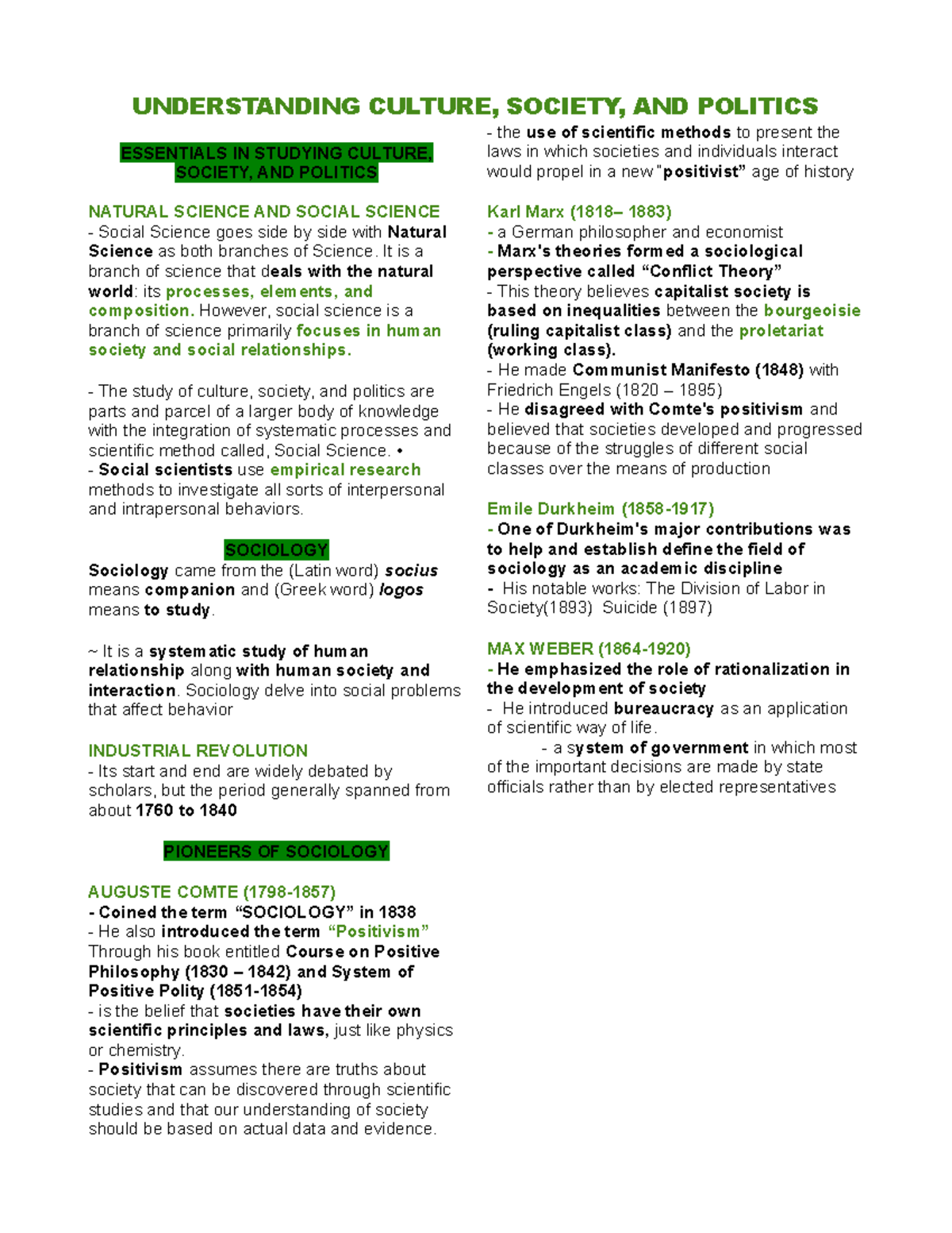 UCSP - Understanding Culture, Society, and Politics Reviewer - Studocu